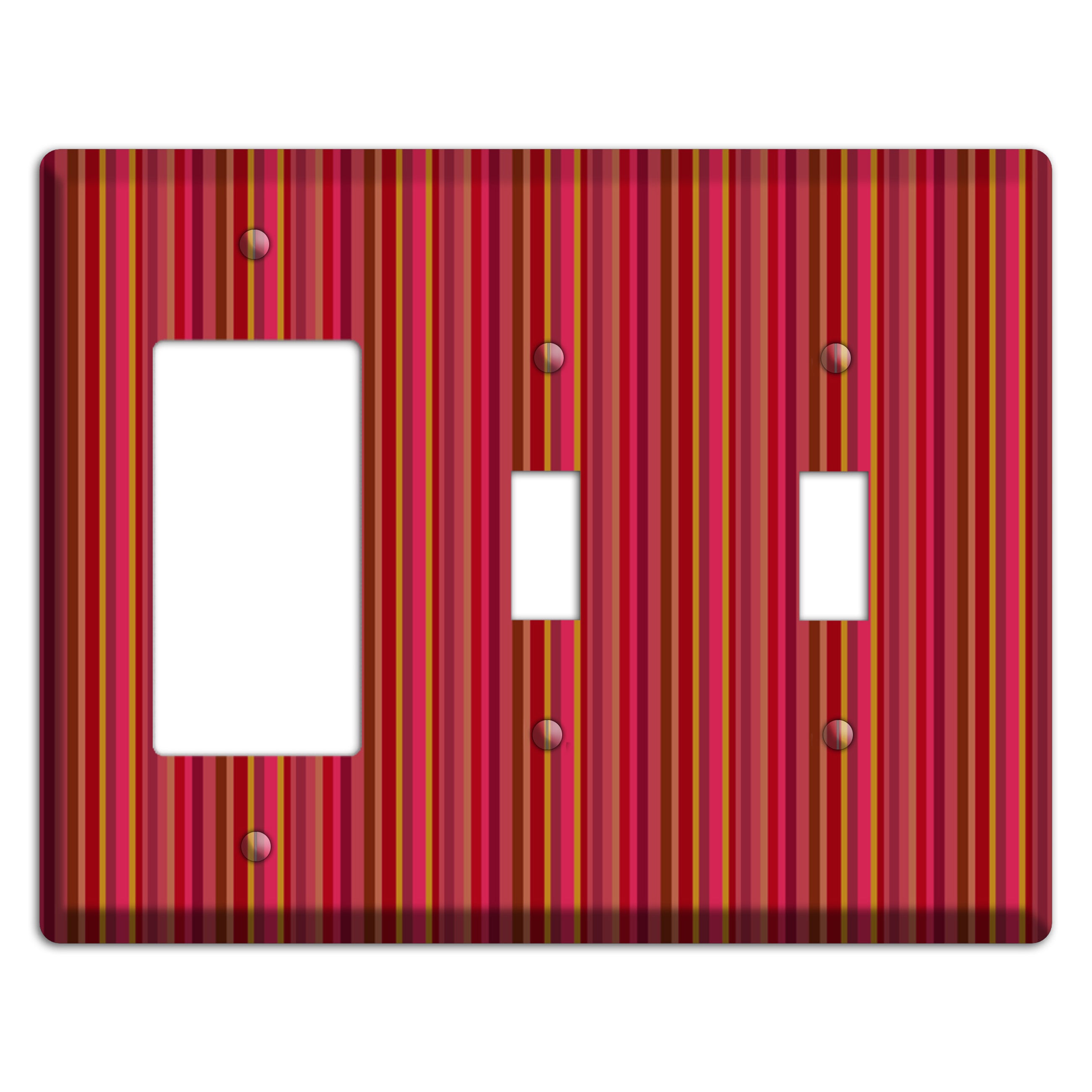 Multi Red Vertical Stripes 2 Rocker / 2 Toggle Wallplate