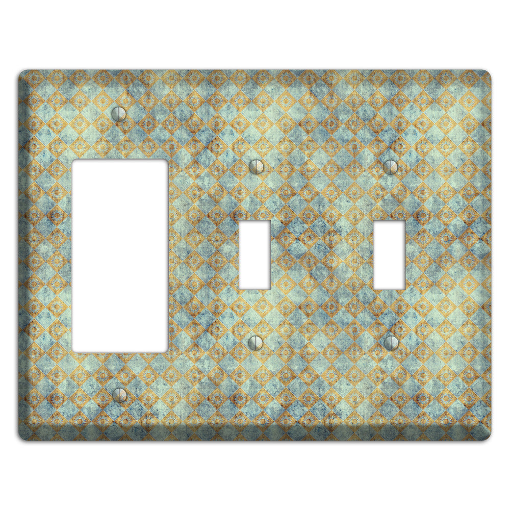 Green and Beige Diamond Circles Rocker / 2 Toggle Wallplate
