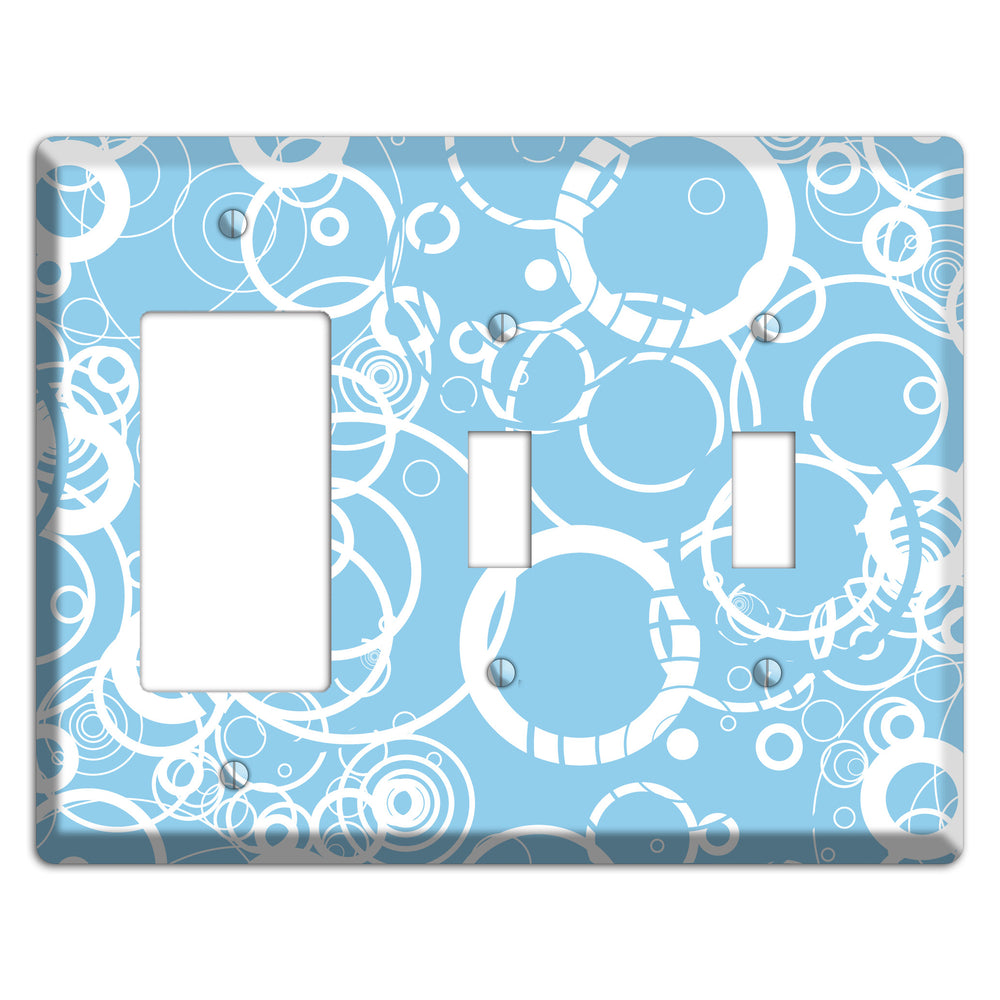 Light Blue Circles Rocker / 2 Toggle Wallplate