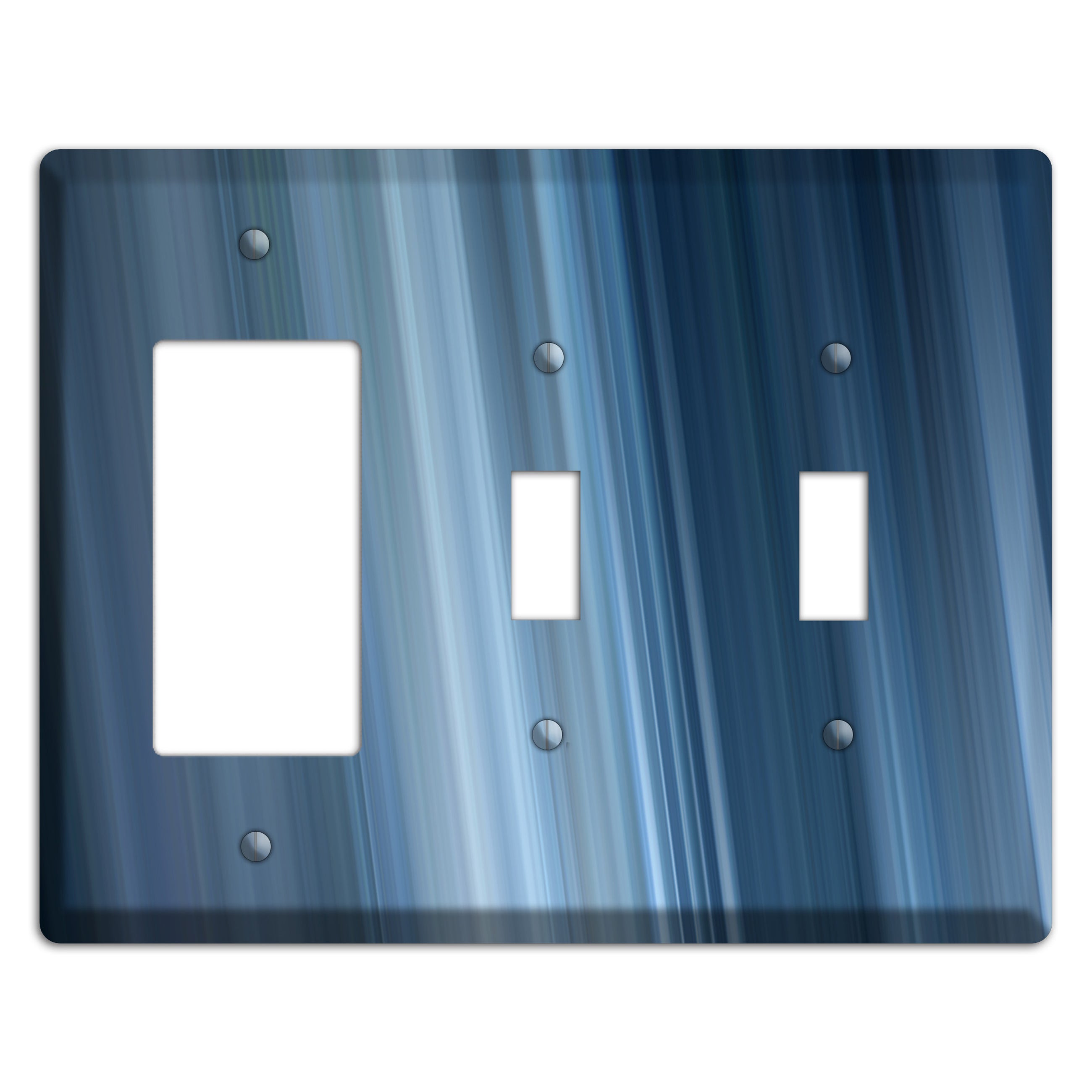 Brushed Blue Stripes Rocker / 2 Toggle Wallplate