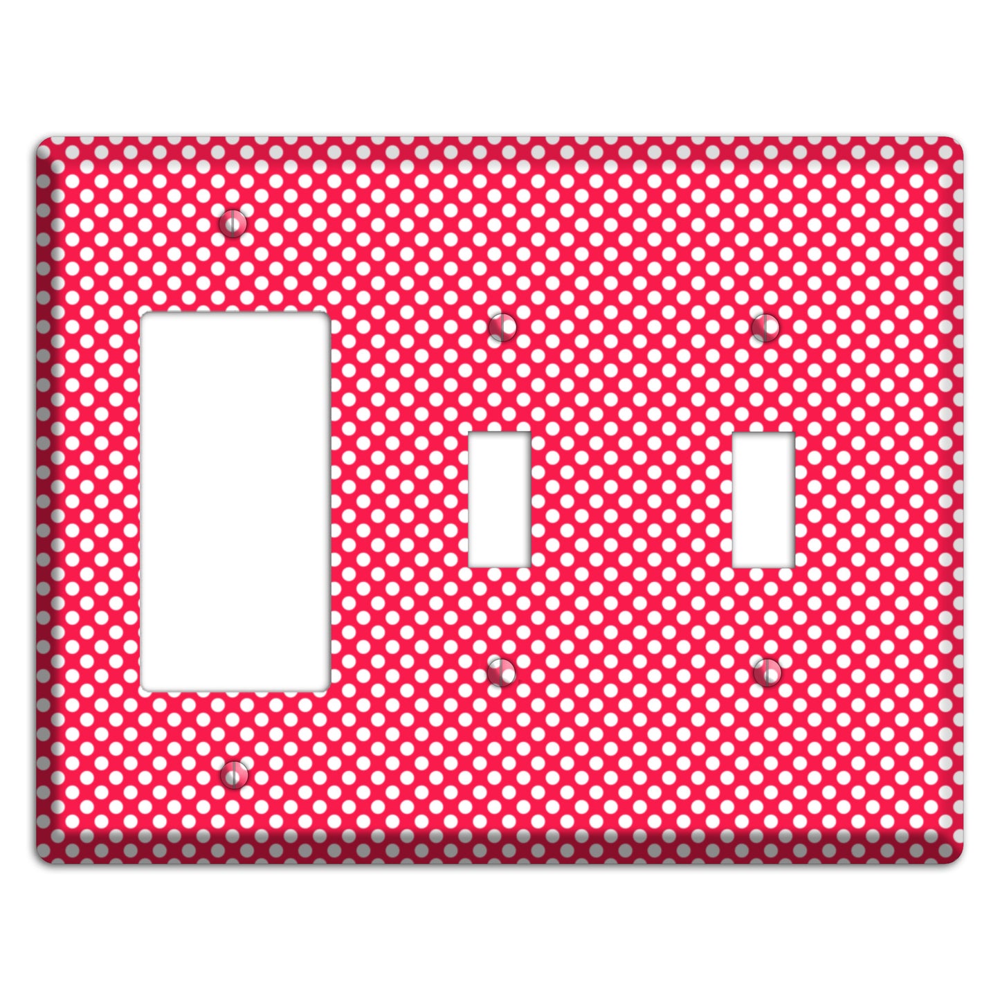 Fuschia with Pink Tiny Polka Dots Rocker / 2 Toggle Wallplate