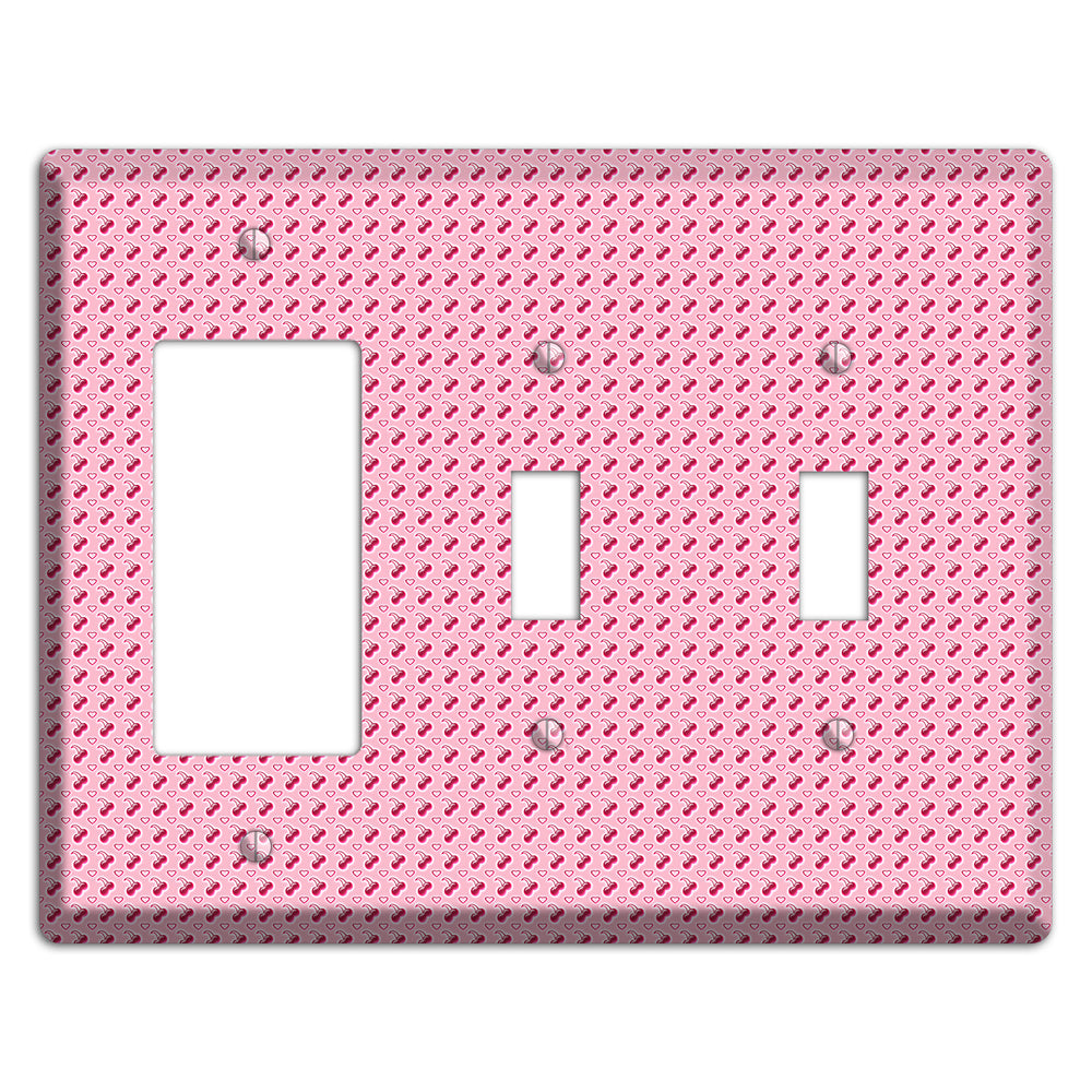 Pink with Cherries Rocker / 2 Toggle Wallplate