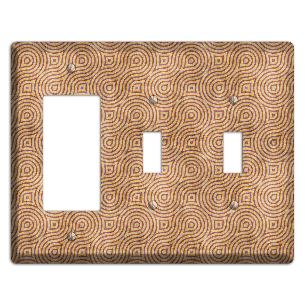 Beige and Red Swirl Rocker / 2 Toggle Wallplate