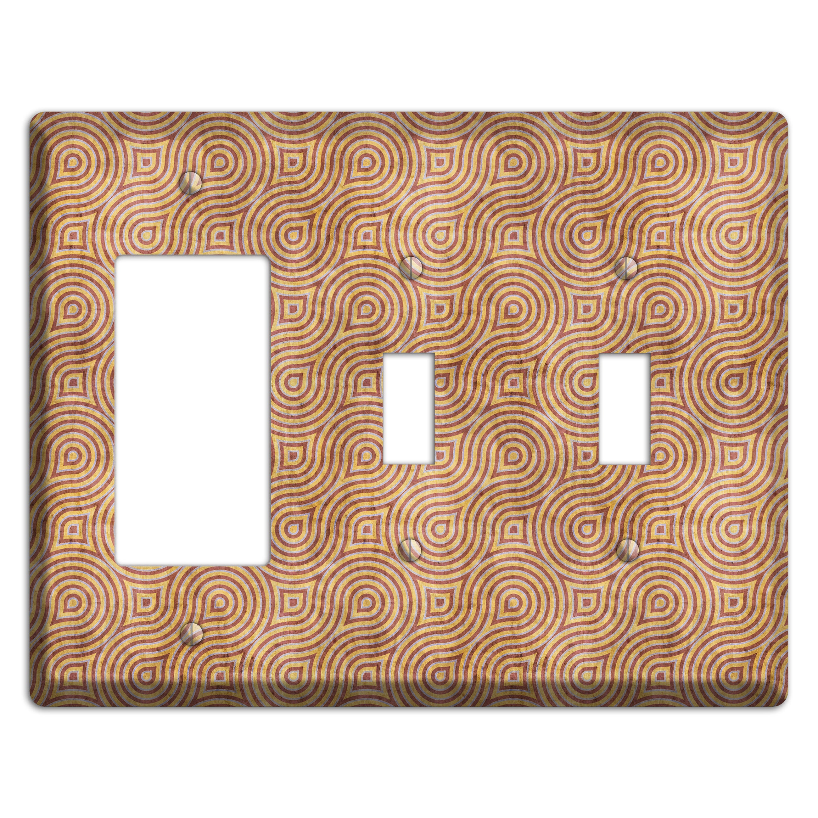 Beige and Red Swirl Rocker / 2 Toggle Wallplate