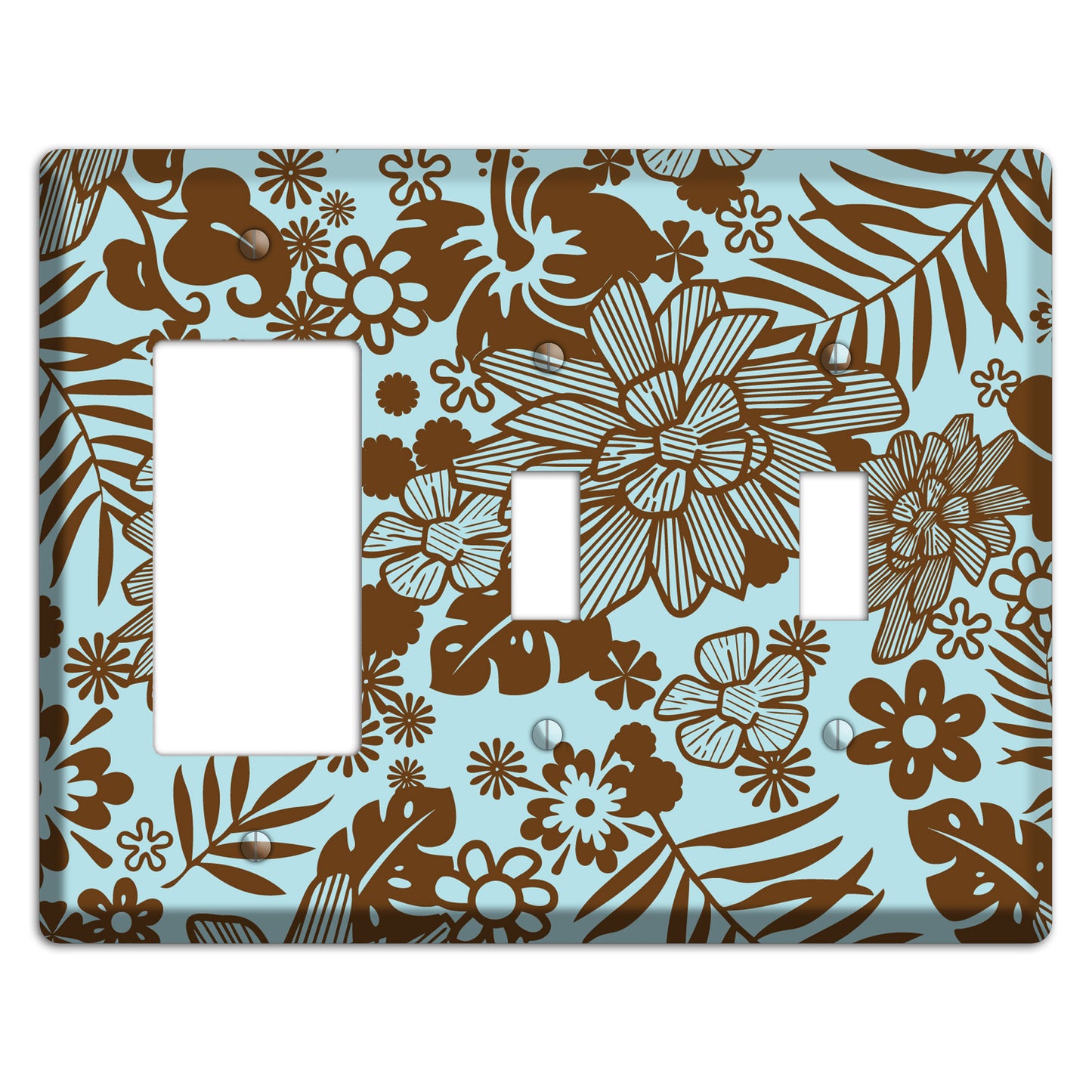 Blue and Brown Tropical Rocker / 2 Toggle Wallplate