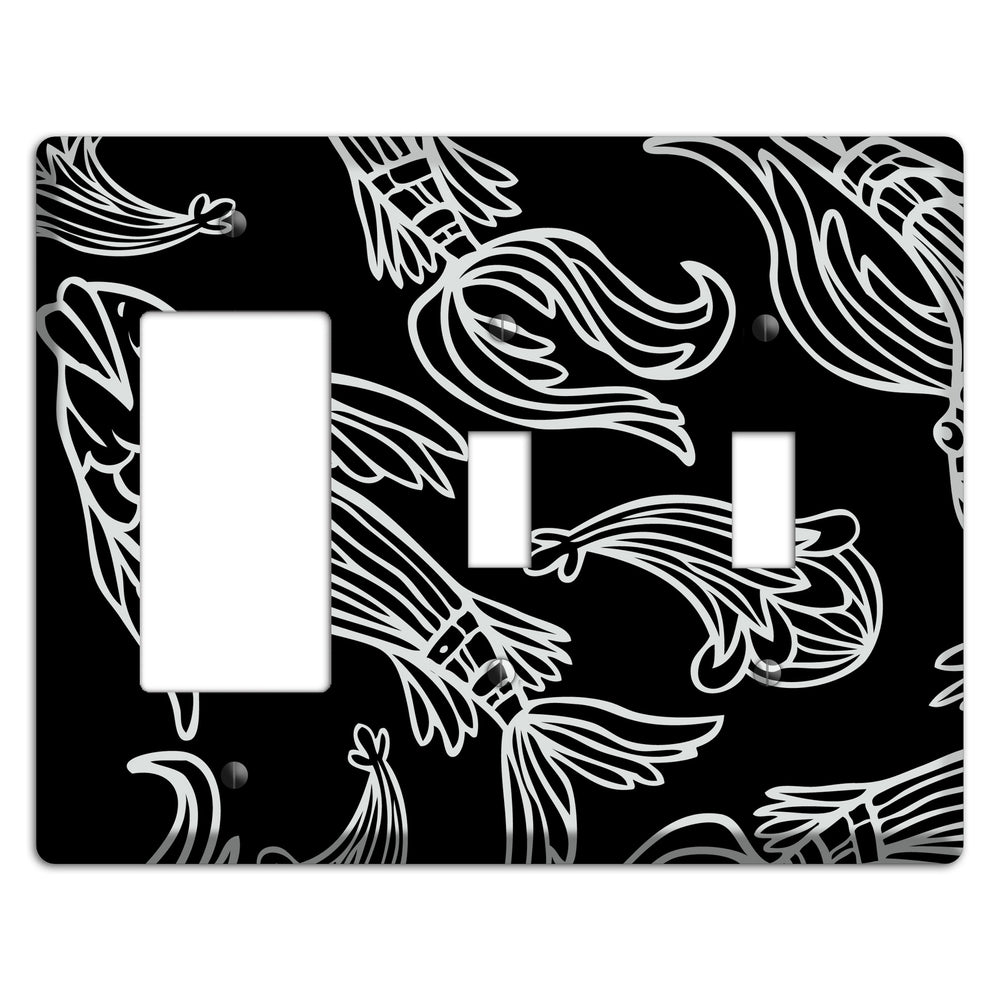 Black and White Koi Rocker / 2 Toggle Wallplate