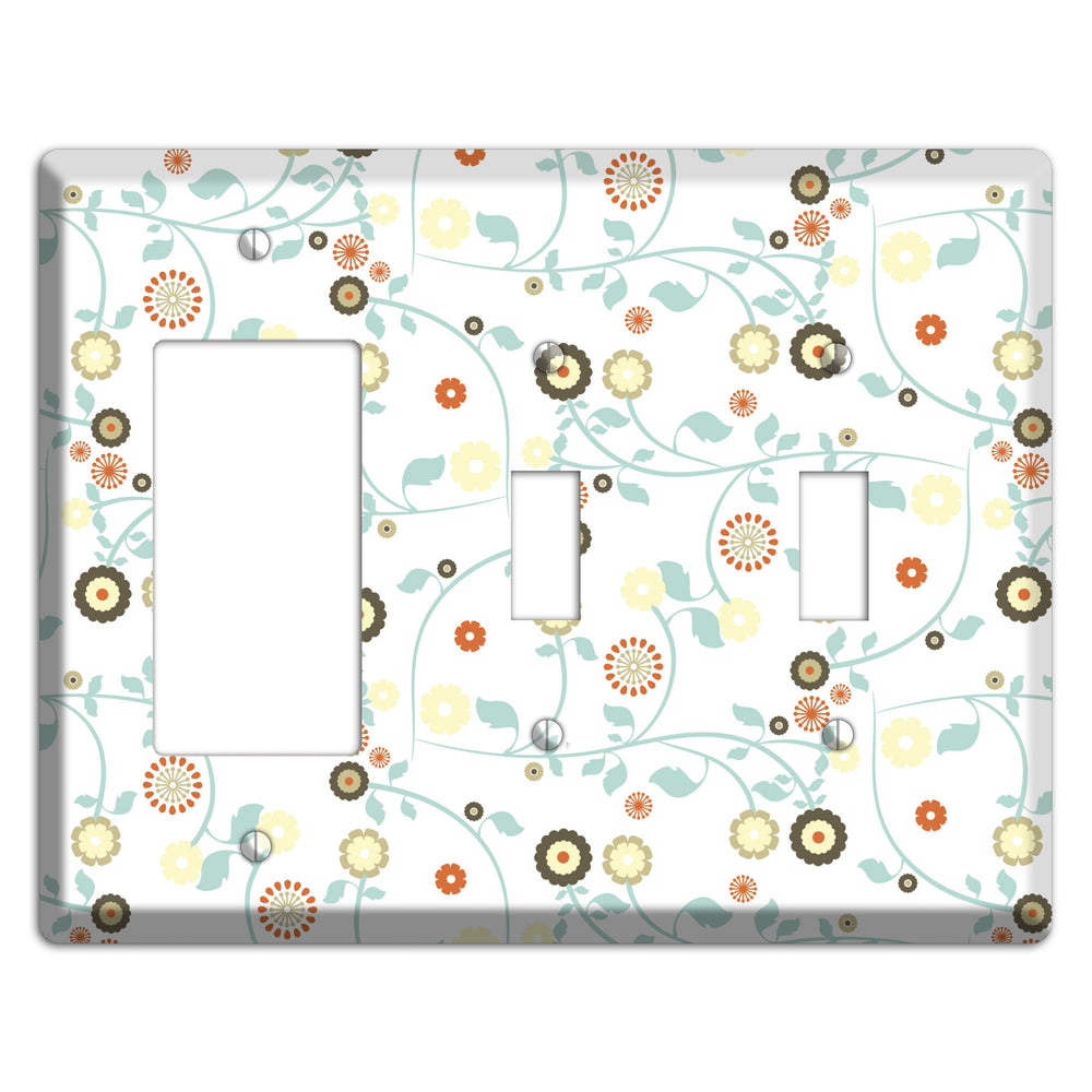 Cute Flowers Rocker / 2 Toggle Wallplate