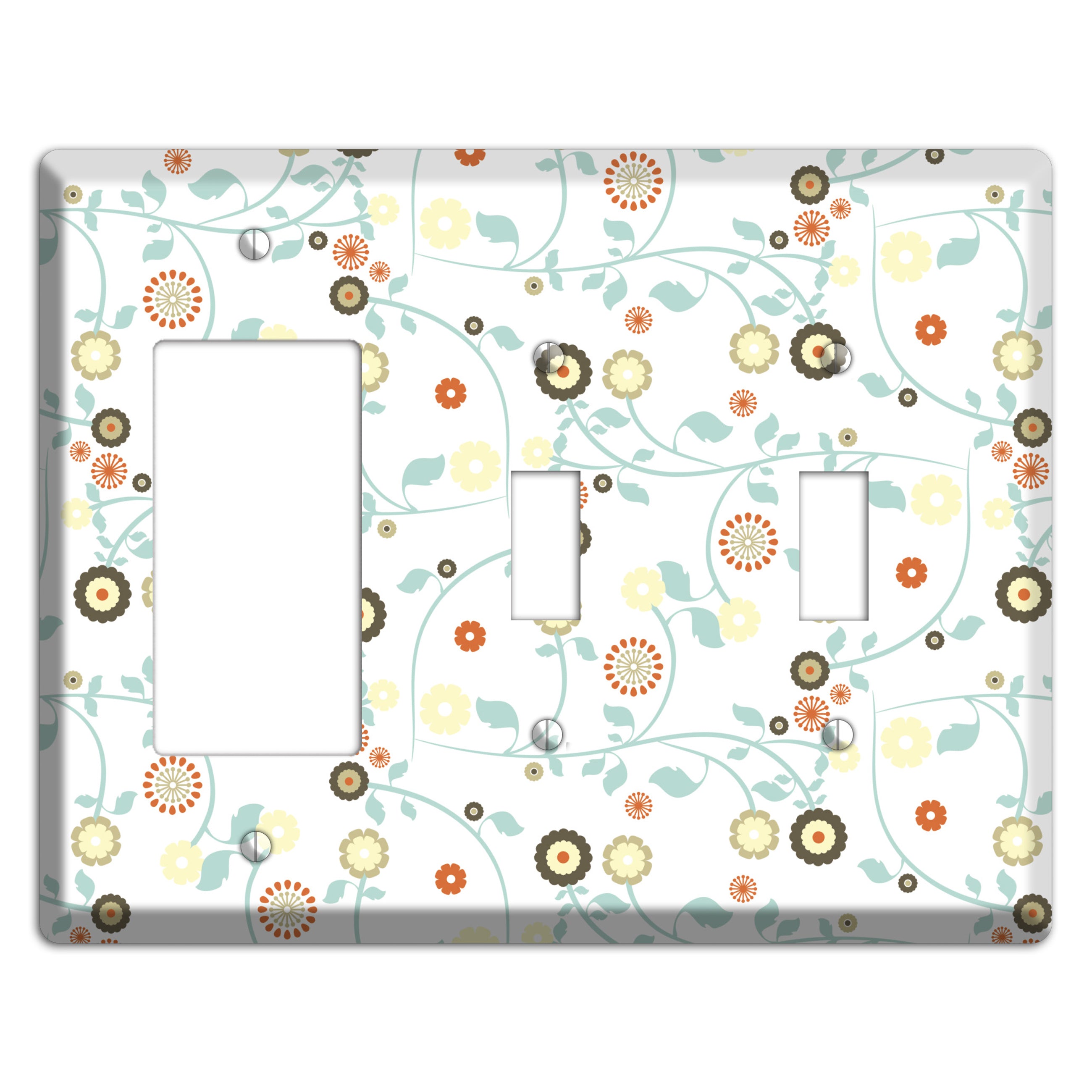 Cute Flowers Rocker / 2 Toggle Wallplate