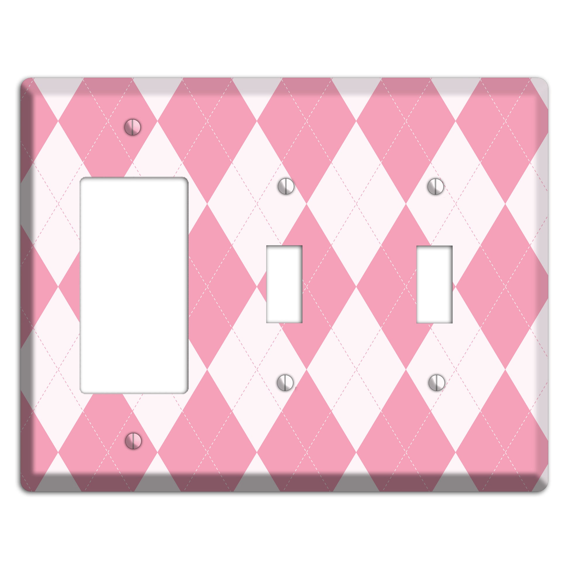 Pink Argyle Rocker / 2 Toggle Wallplate