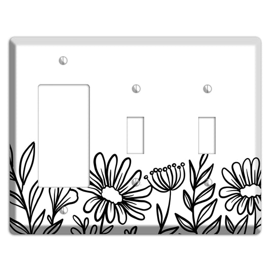 Hand-Drawn Floral 10 Rocker / 2 Toggle Wallplate