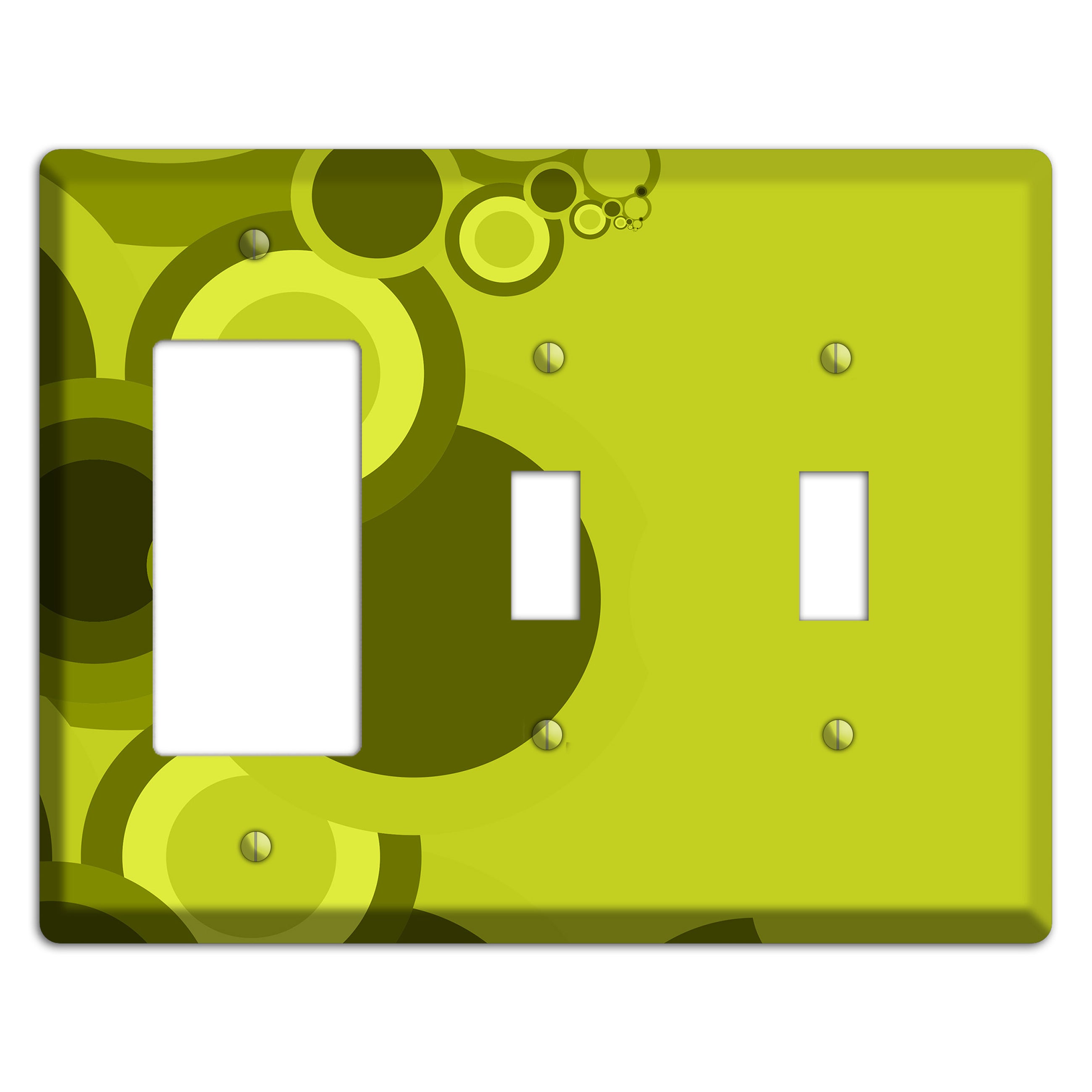 Green Circles Rocker / 2 Toggle Wallplate