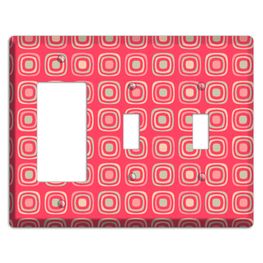 Multo Pink Retro Squares Rocker / 2 Toggle Wallplate