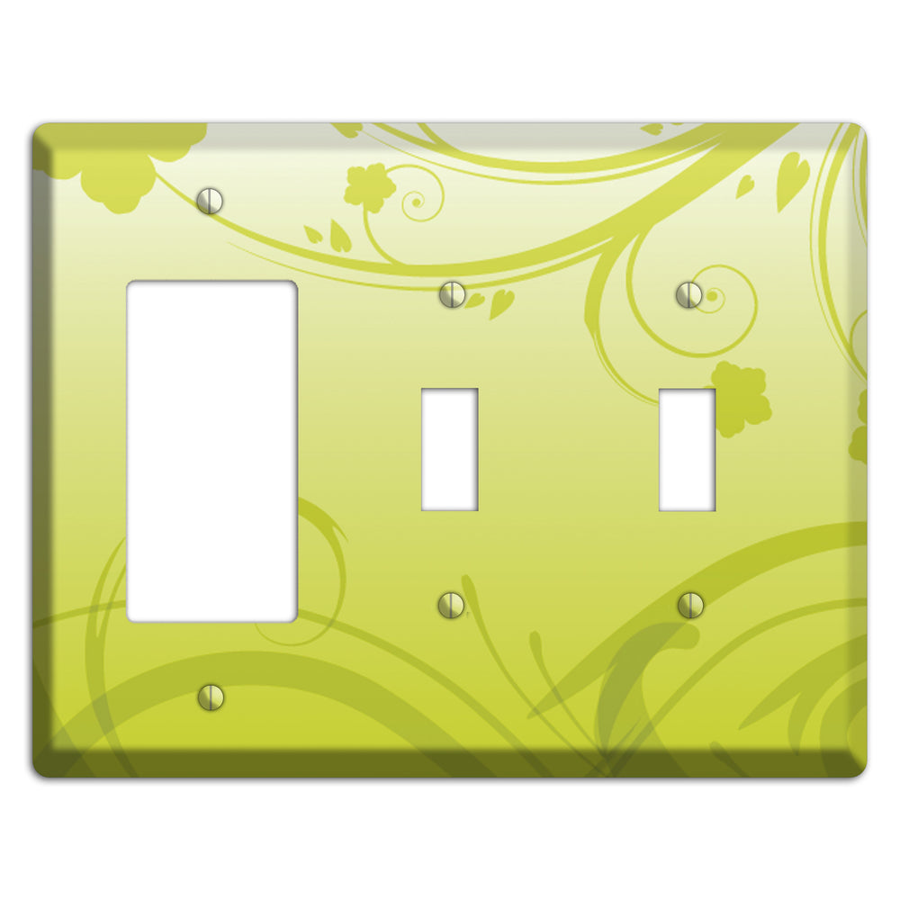 Green Swirls Rocker / 2 Toggle Wallplate