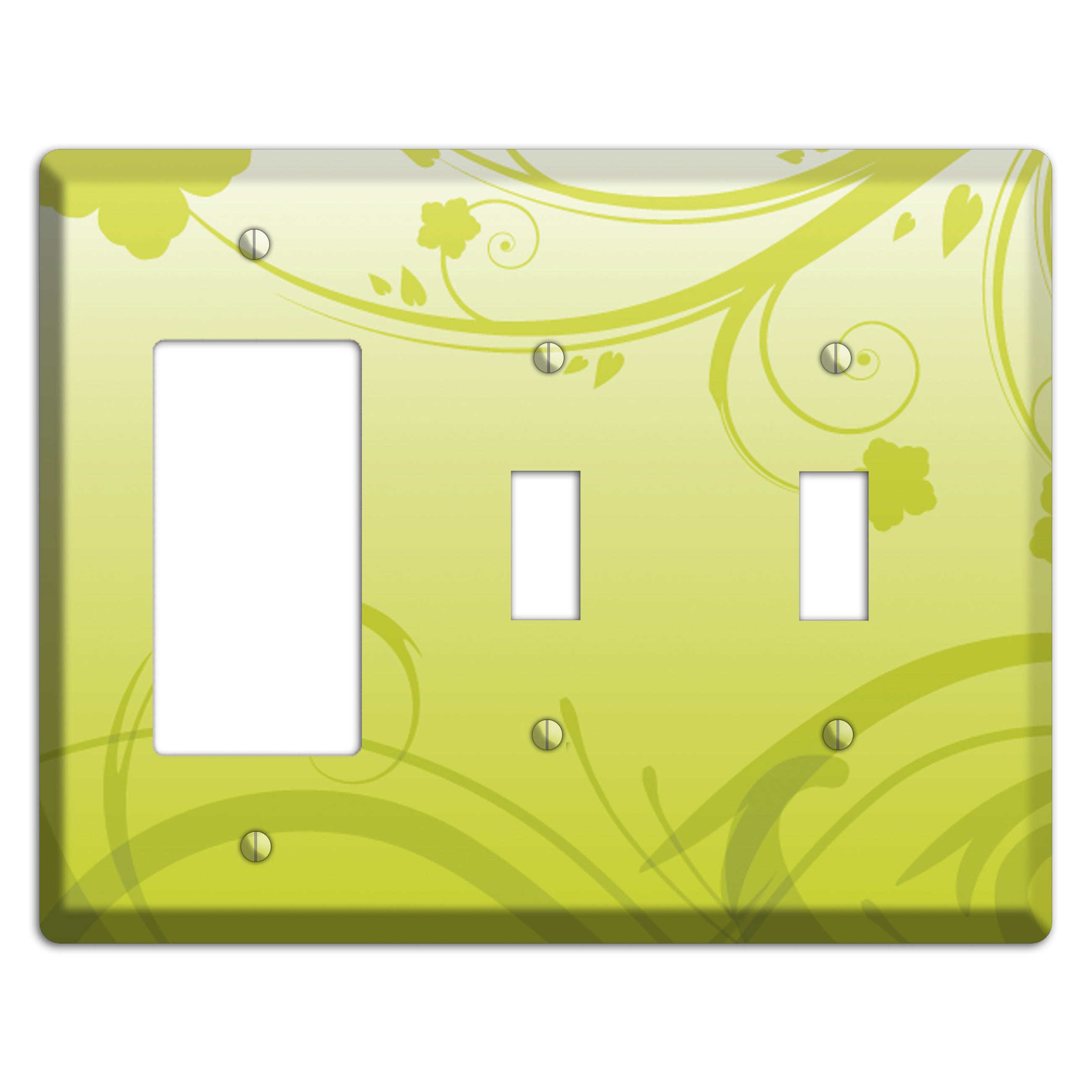 Green Swirls Rocker / 2 Toggle Wallplate