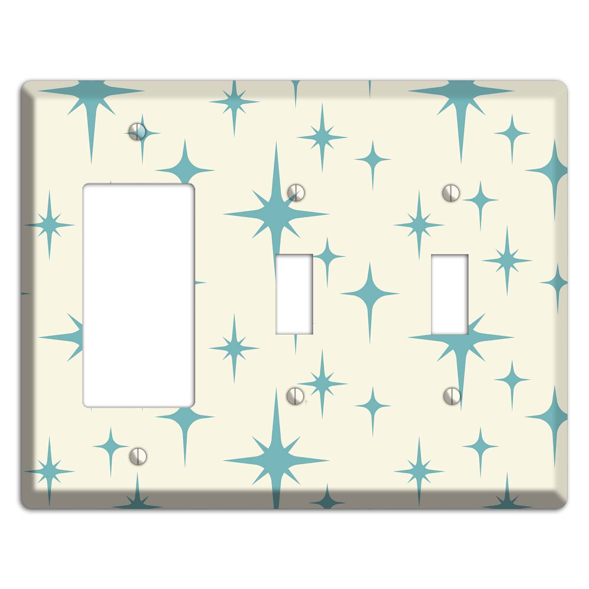 Yellow Atomic Star Rocker / 2 Toggle Wallplate