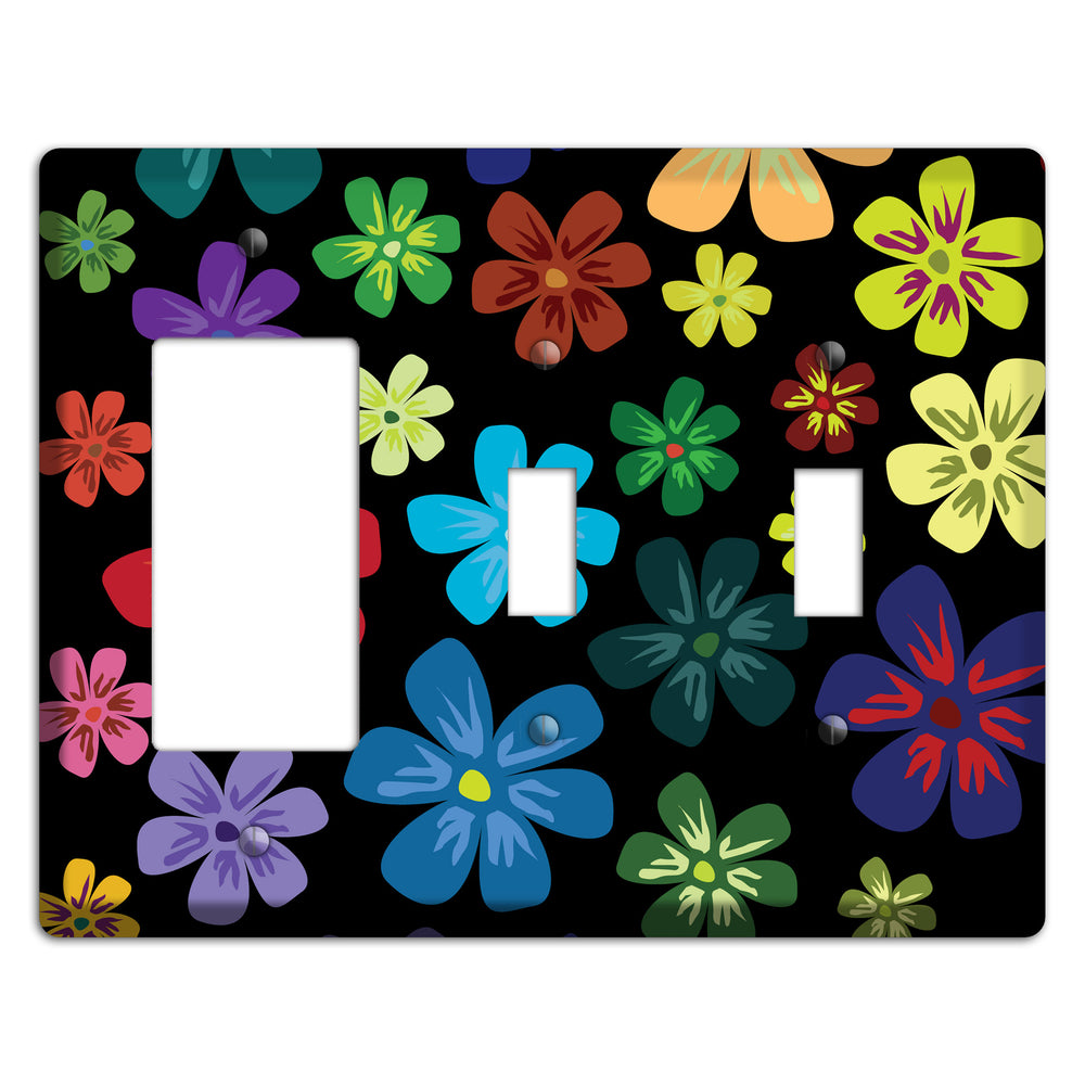 Green Flowers Rocker / 2 Toggle Wallplate
