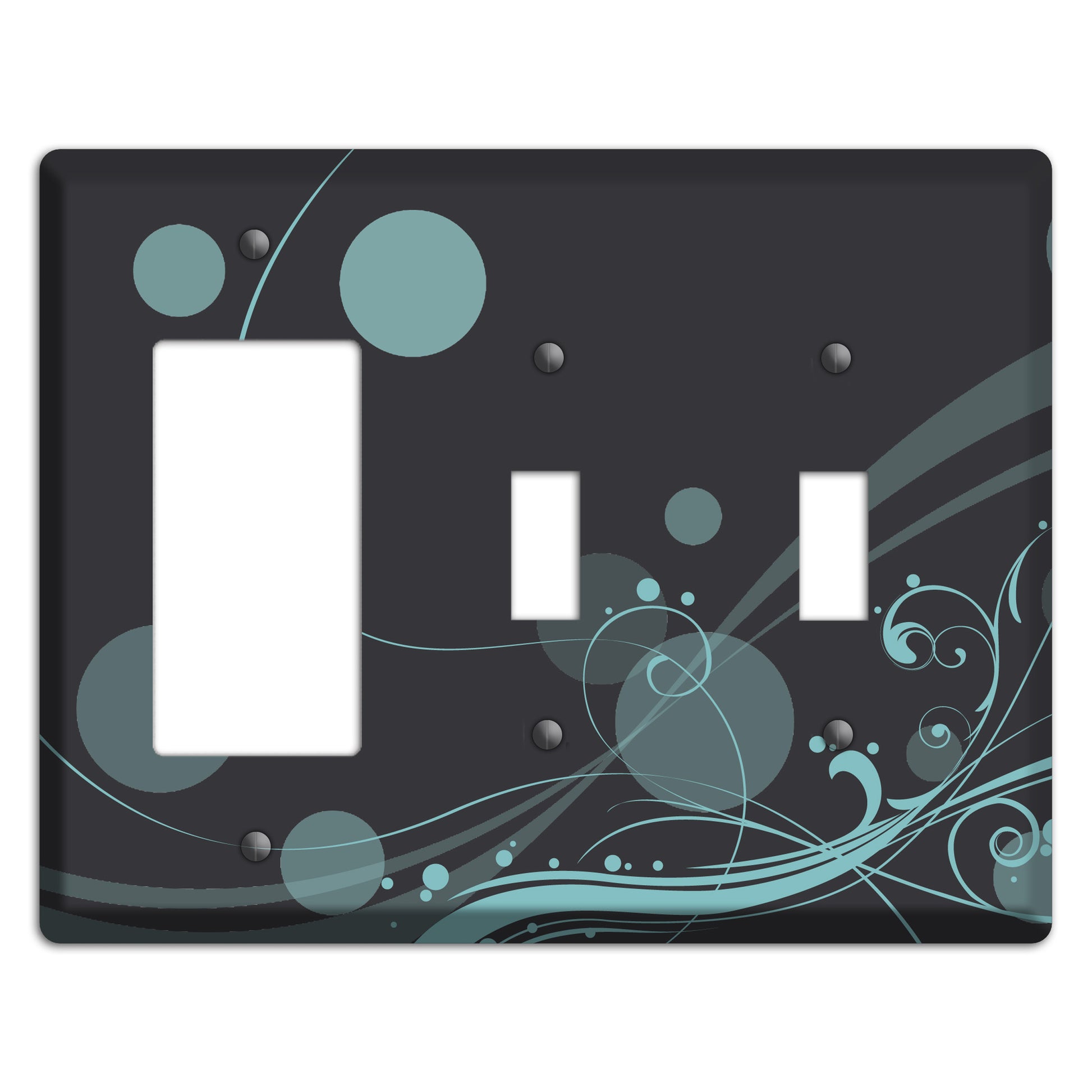 Dark Grey with Blue-grey Dots and Swirls Rocker / 2 Toggle Wallplate