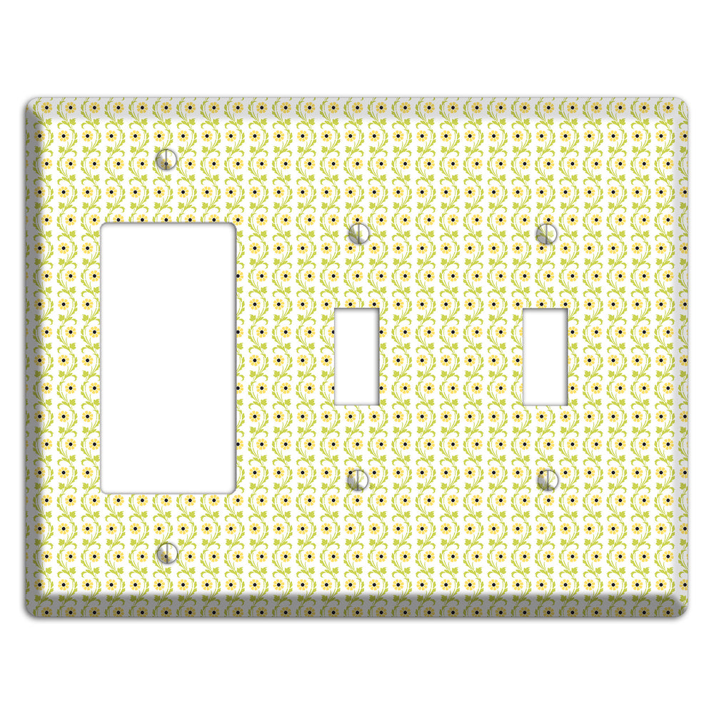 Tiny Yellow and Green Retro Sprig Rocker / 2 Toggle Wallplate