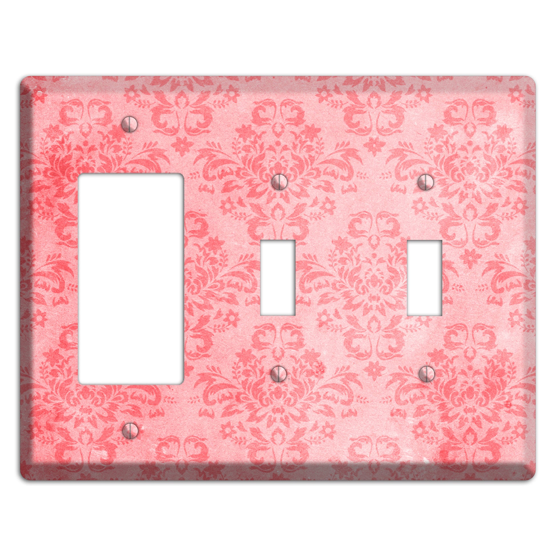 Rose Bud Soft Coral Rocker / 2 Toggle Wallplate