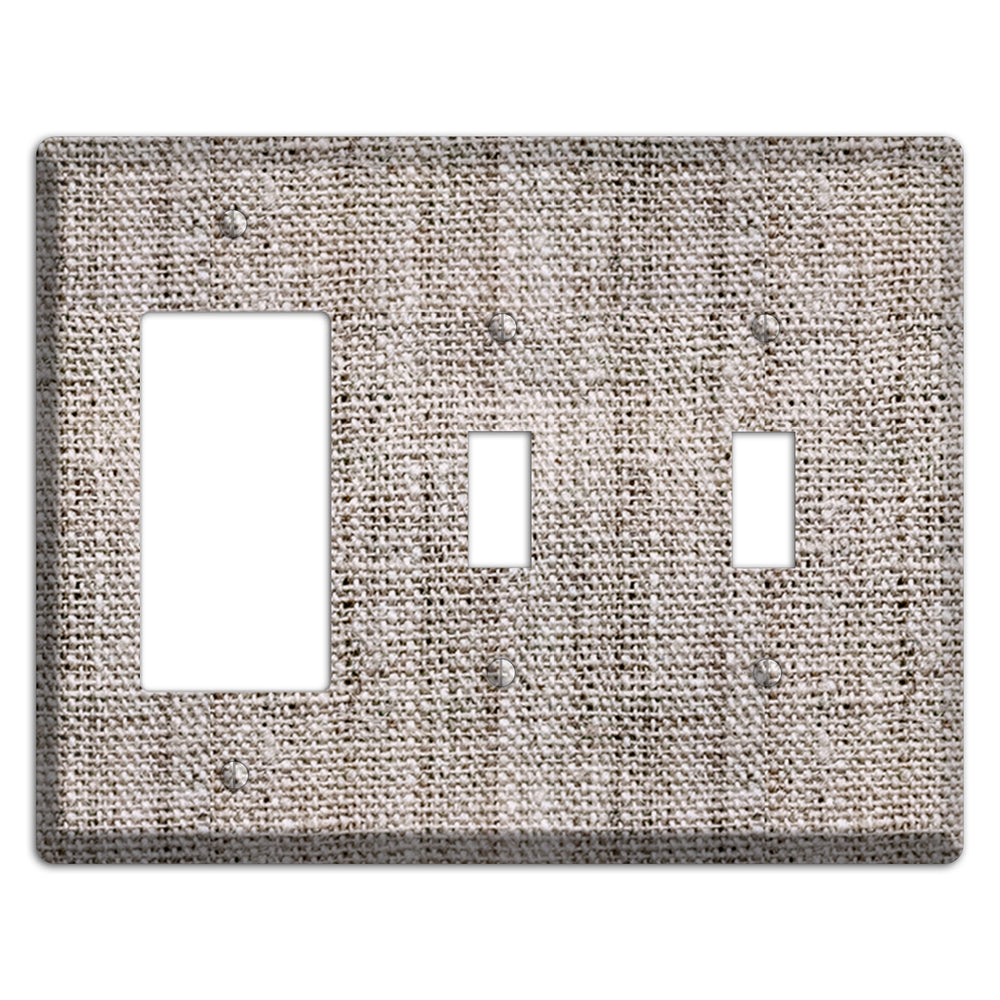 Natural Gray Burlap Rocker / 2 Toggle Wallplate