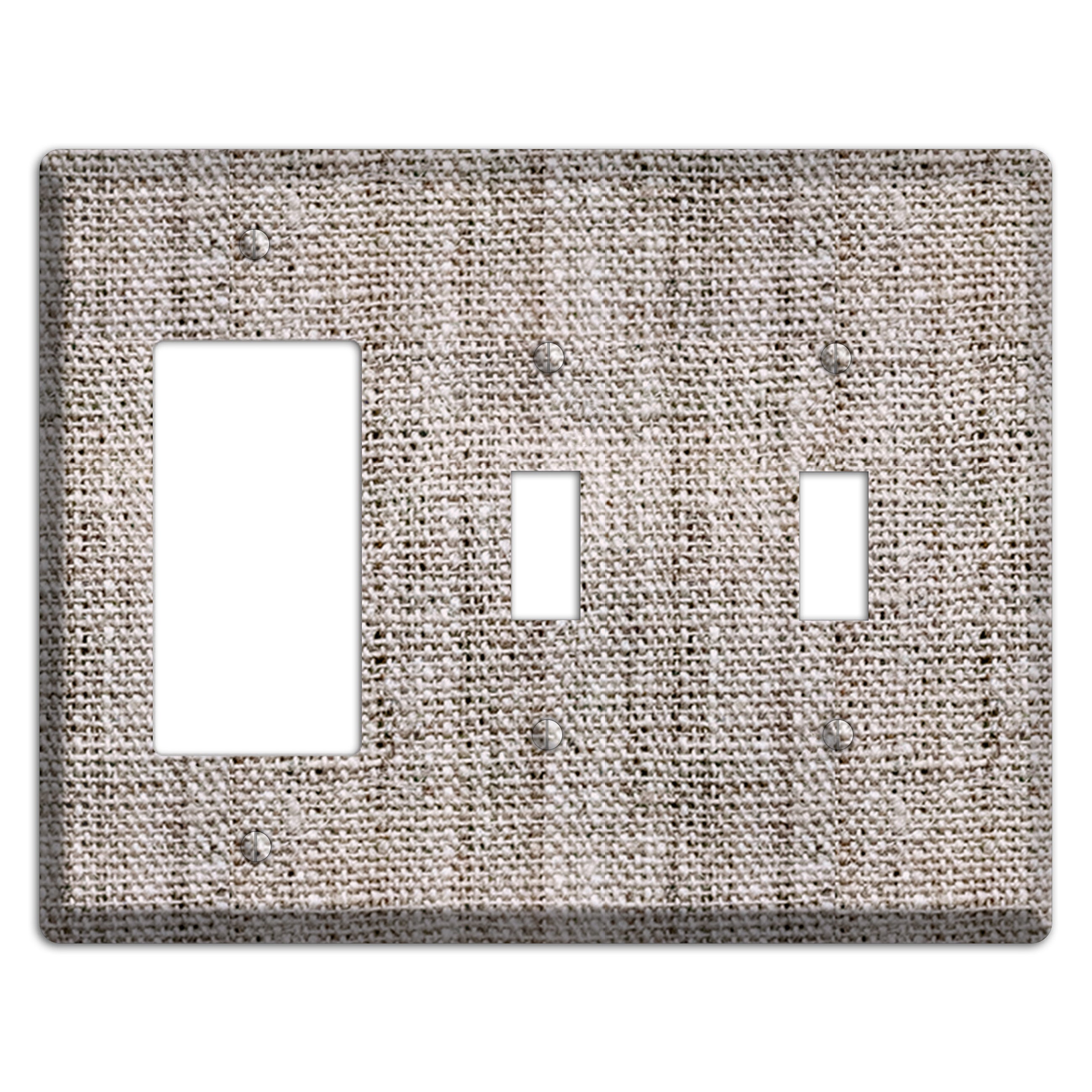 Natural Gray Burlap Rocker / 2 Toggle Wallplate