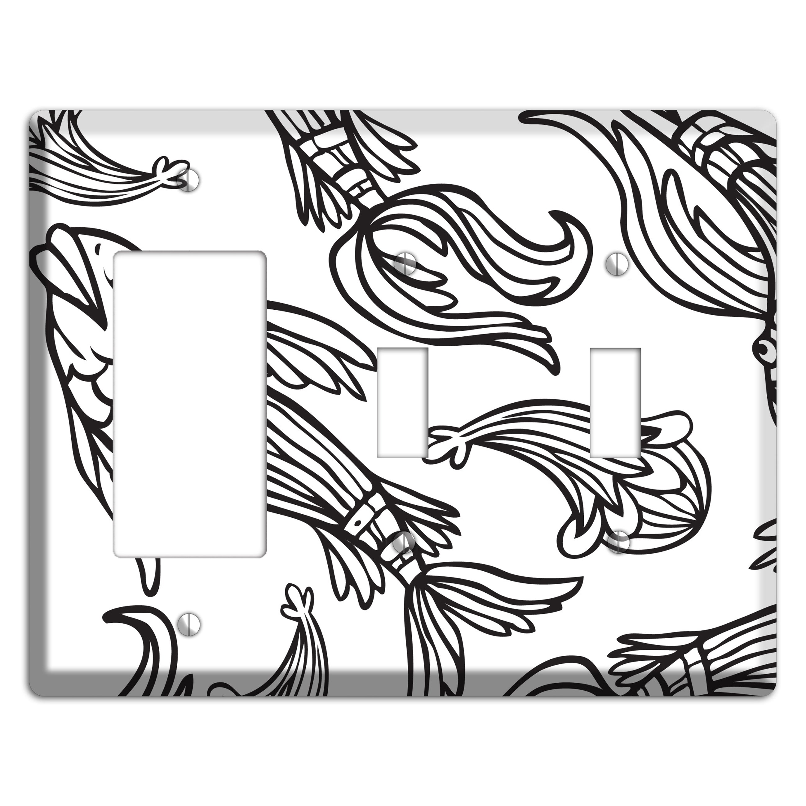 White and Black Koi Rocker / 2 Toggle Wallplate