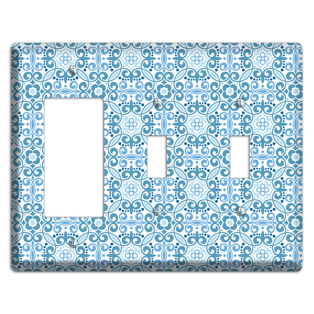 Multi Blue Foulard Rocker / 2 Toggle Wallplate