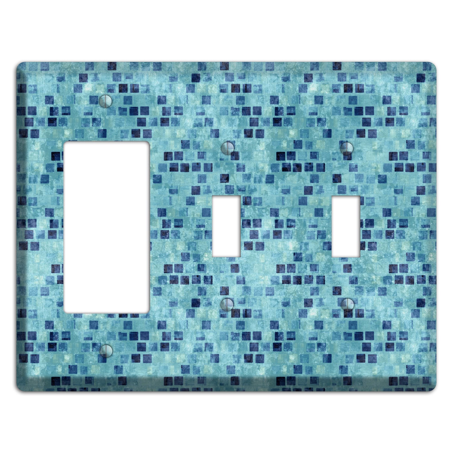 Turquoise Grunge Tile Rocker / 2 Toggle Wallplate