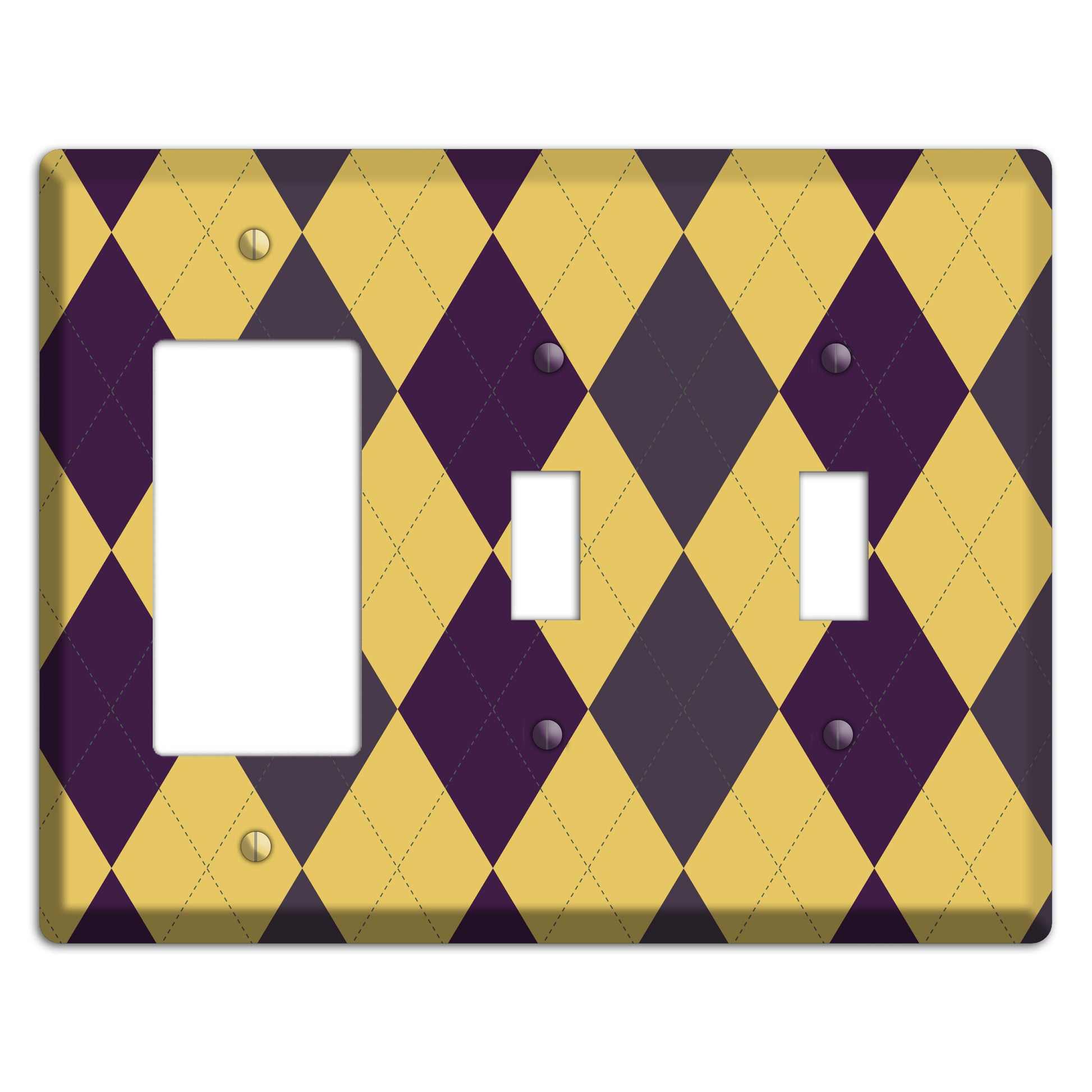 Yellow Plum Brown Argyle Rocker / 2 Toggle Wallplate