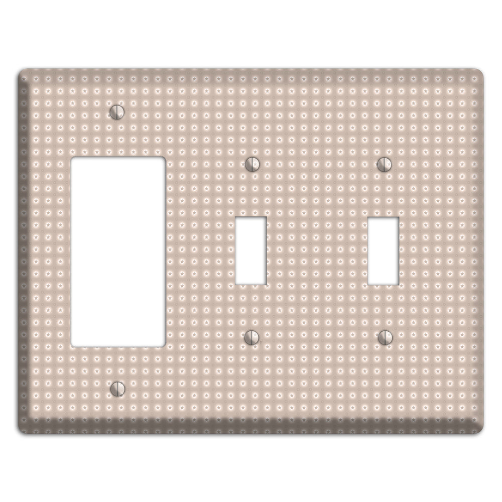 Beige with Circled Stars Rocker / 2 Toggle Wallplate