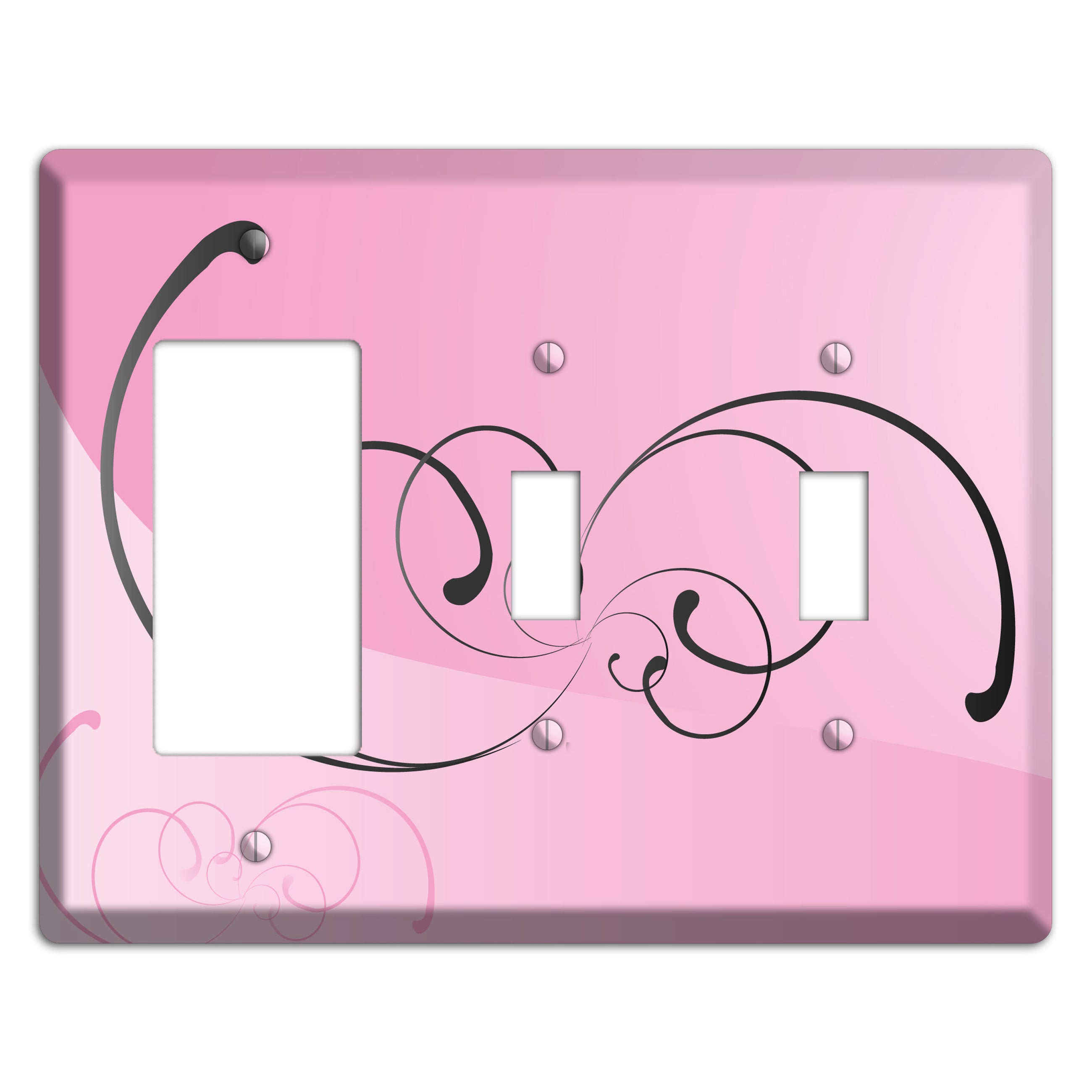Pink Swoop Rocker / 2 Toggle Wallplate