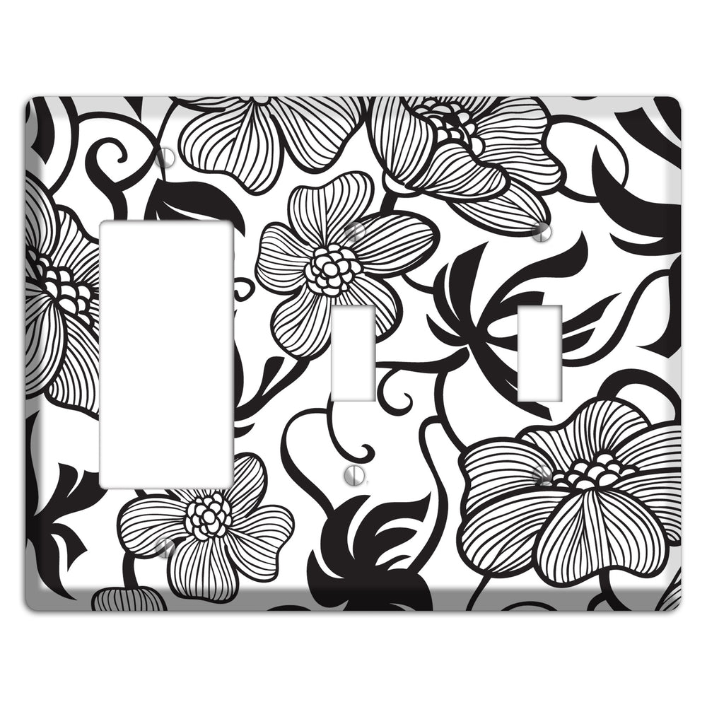 White with Black Tropical Rocker / 2 Toggle Wallplate