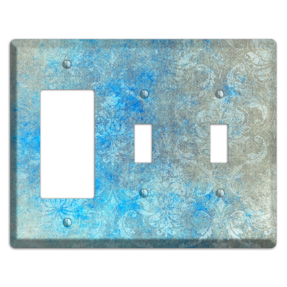 Picton Blue Whimsical Damask Rocker / 2 Toggle Wallplate