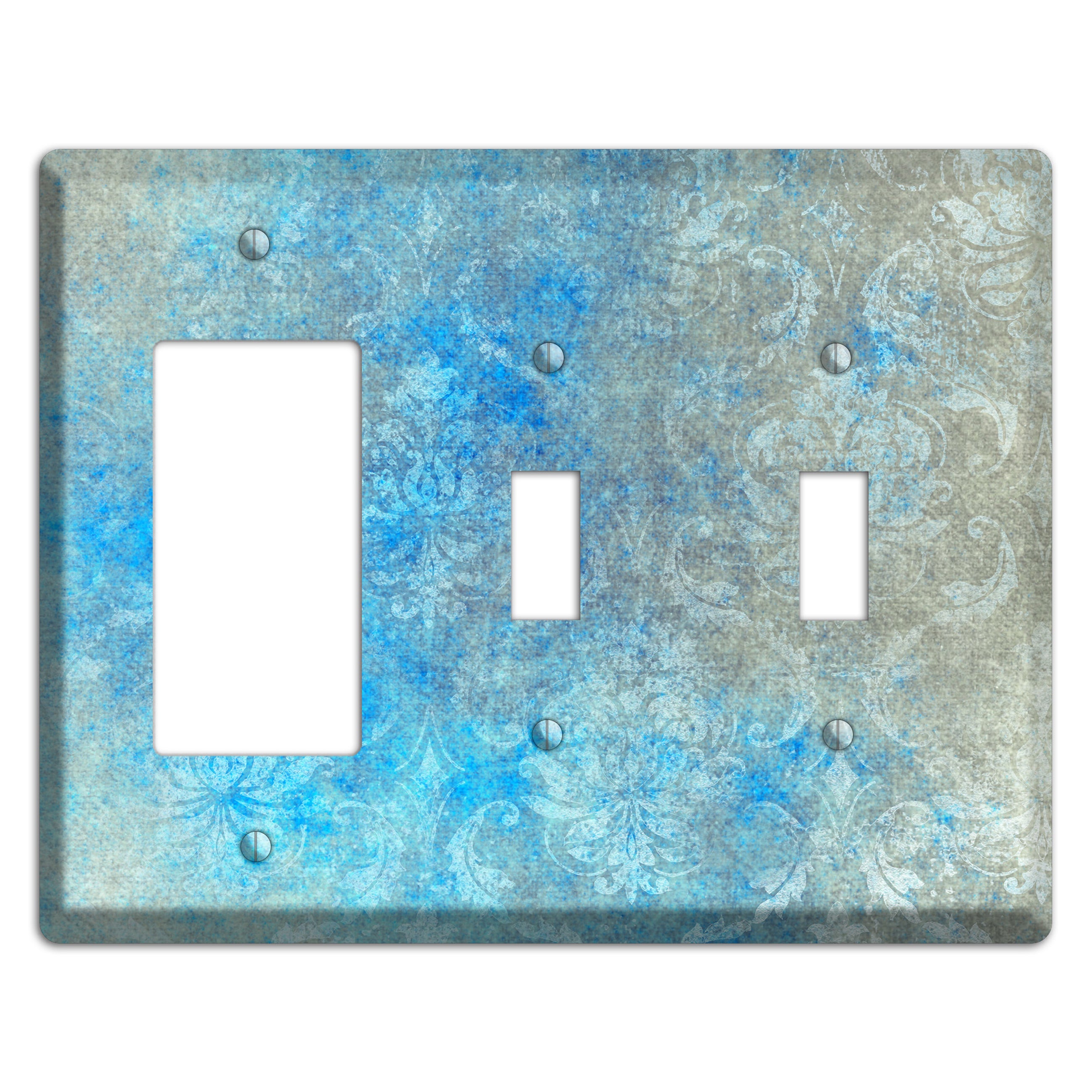 Picton Blue Whimsical Damask Rocker / 2 Toggle Wallplate