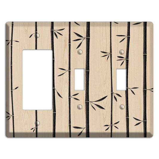 Bamboo Wood Lasered Rocker / 2 Toggle Wallplate