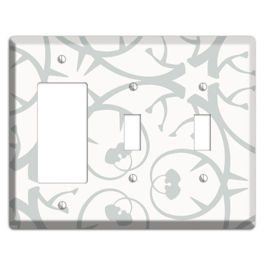 White with Grey Abstract Swirl Rocker / 2 Toggle Wallplate