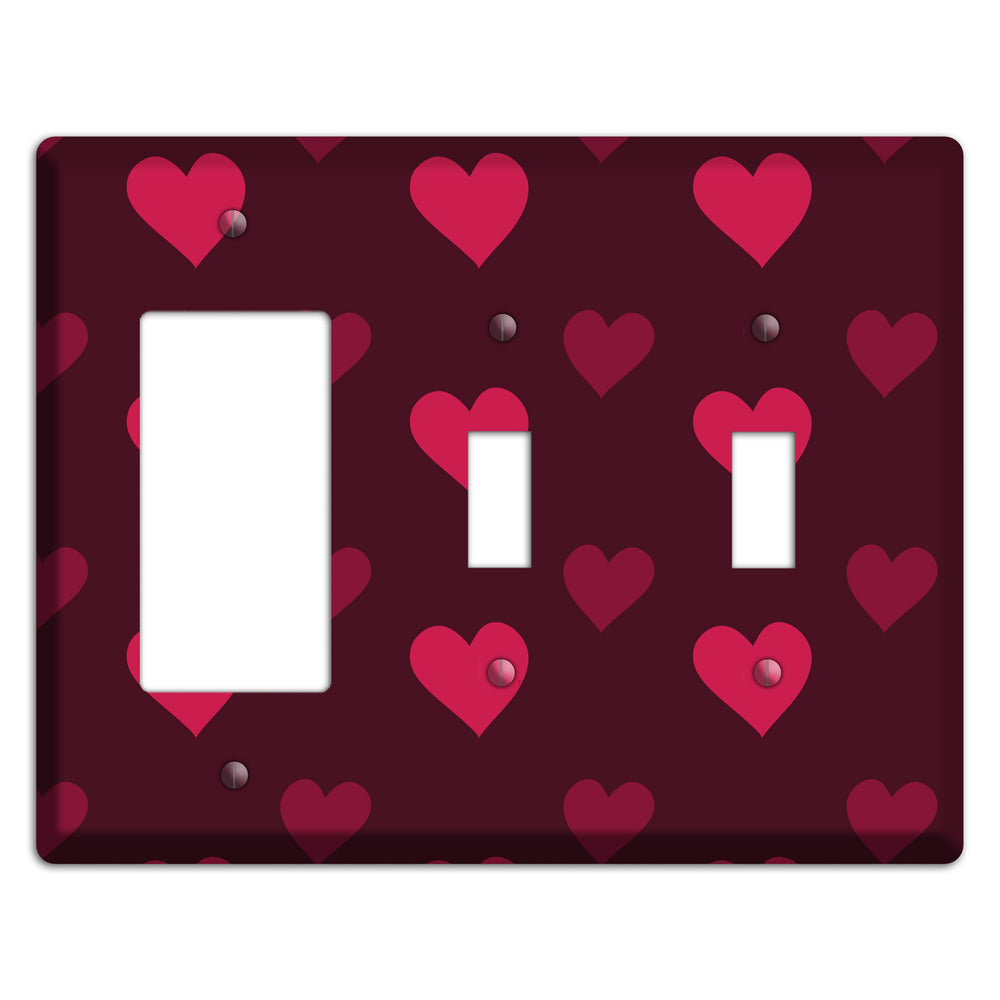 Tiled Large Hearts Rocker / 2 Toggle Wallplate