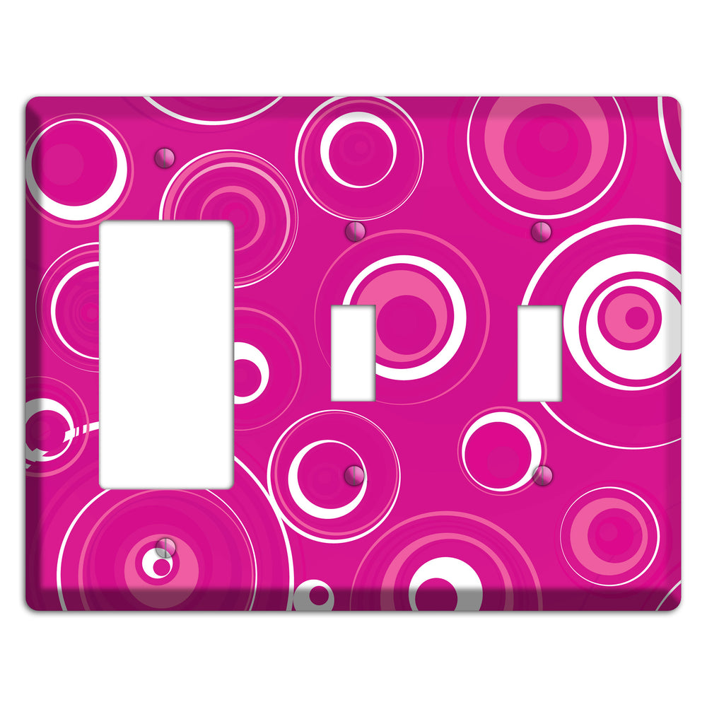 Dark Pink Circles Rocker / 2 Toggle Wallplate