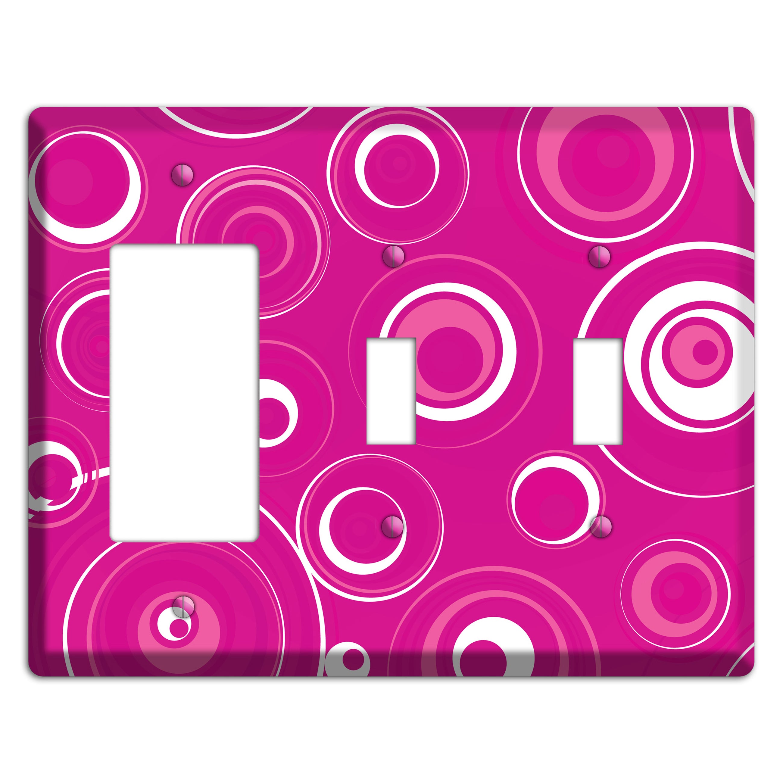 Dark Pink Circles Rocker / 2 Toggle Wallplate