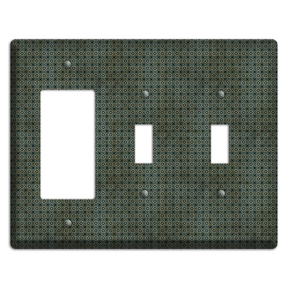 Dark Green Grunge Tiny Tiled Tapestry Rocker / 2 Toggle Wallplate