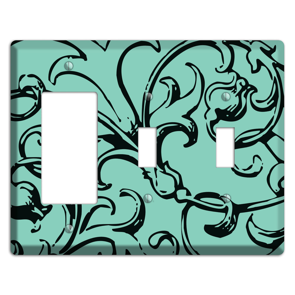 Victorian Aqua Rocker / 2 Toggle Wallplate