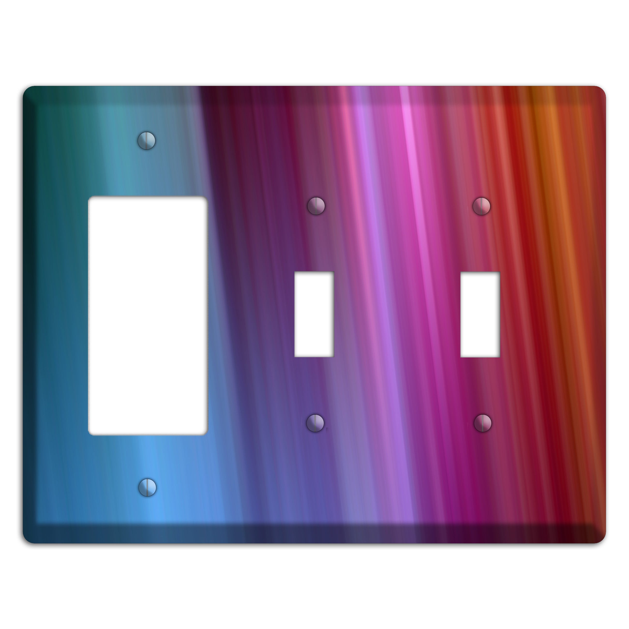 Blue and Purple Ray of Light Rocker / 2 Toggle Wallplate
