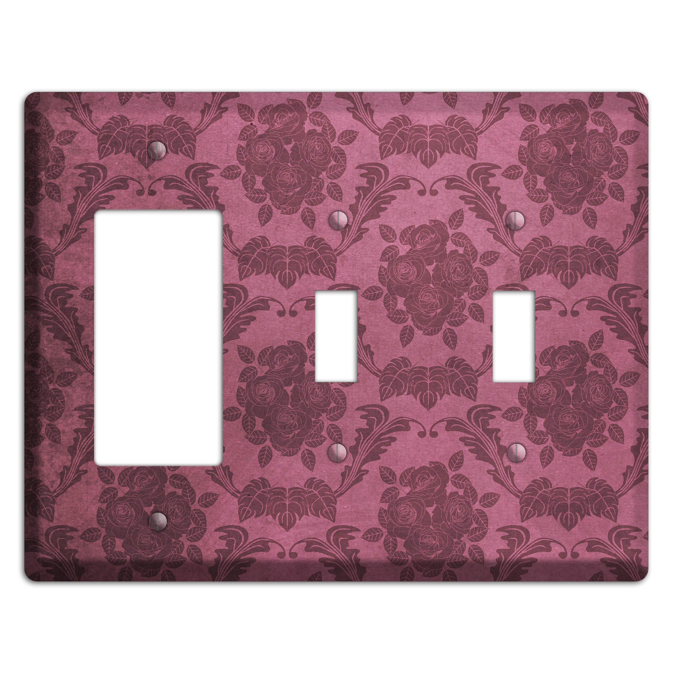 Turkish Rose Vintage Rose Damask Rocker / 2 Toggle Wallplate