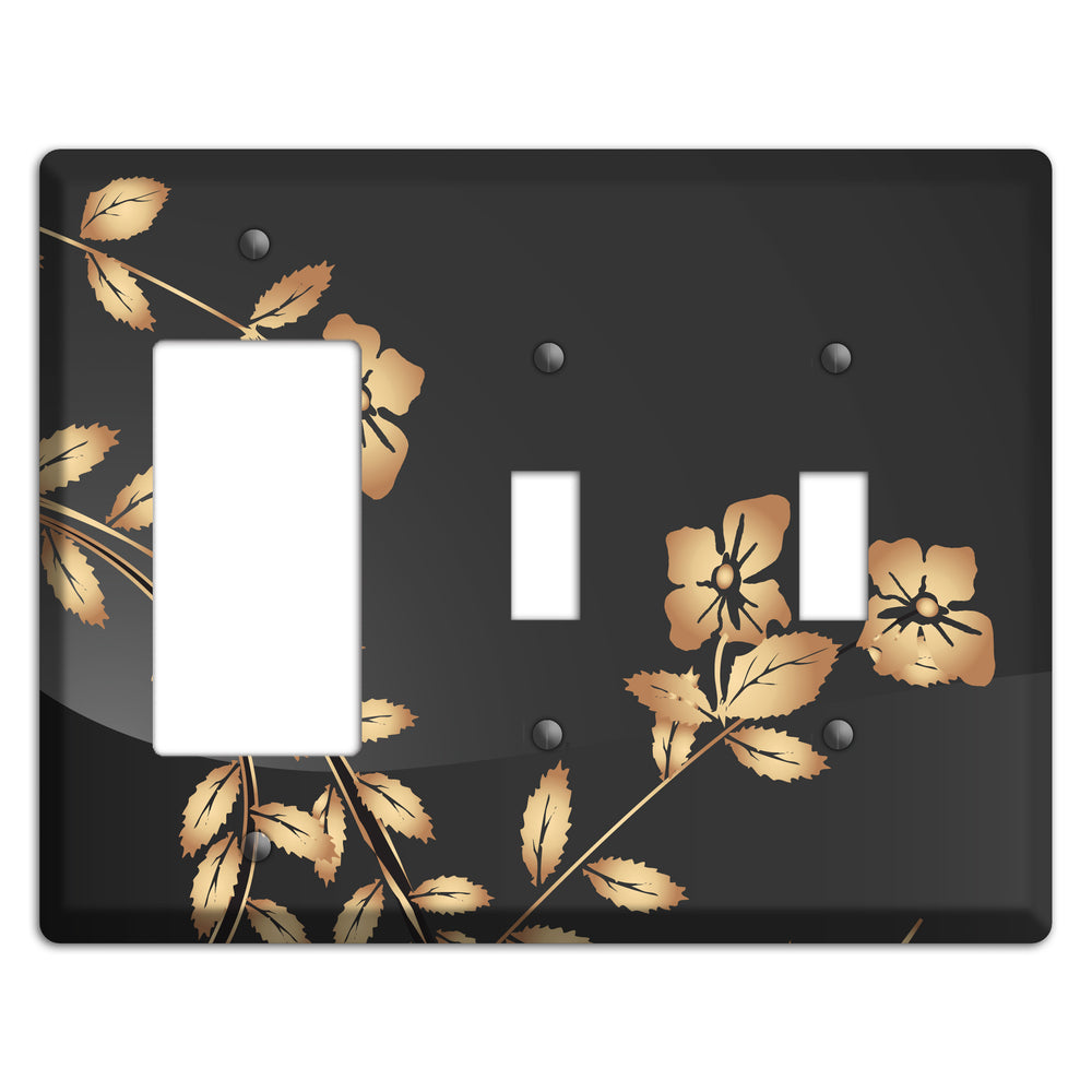 Black Sprig Rocker / 2 Toggle Wallplate