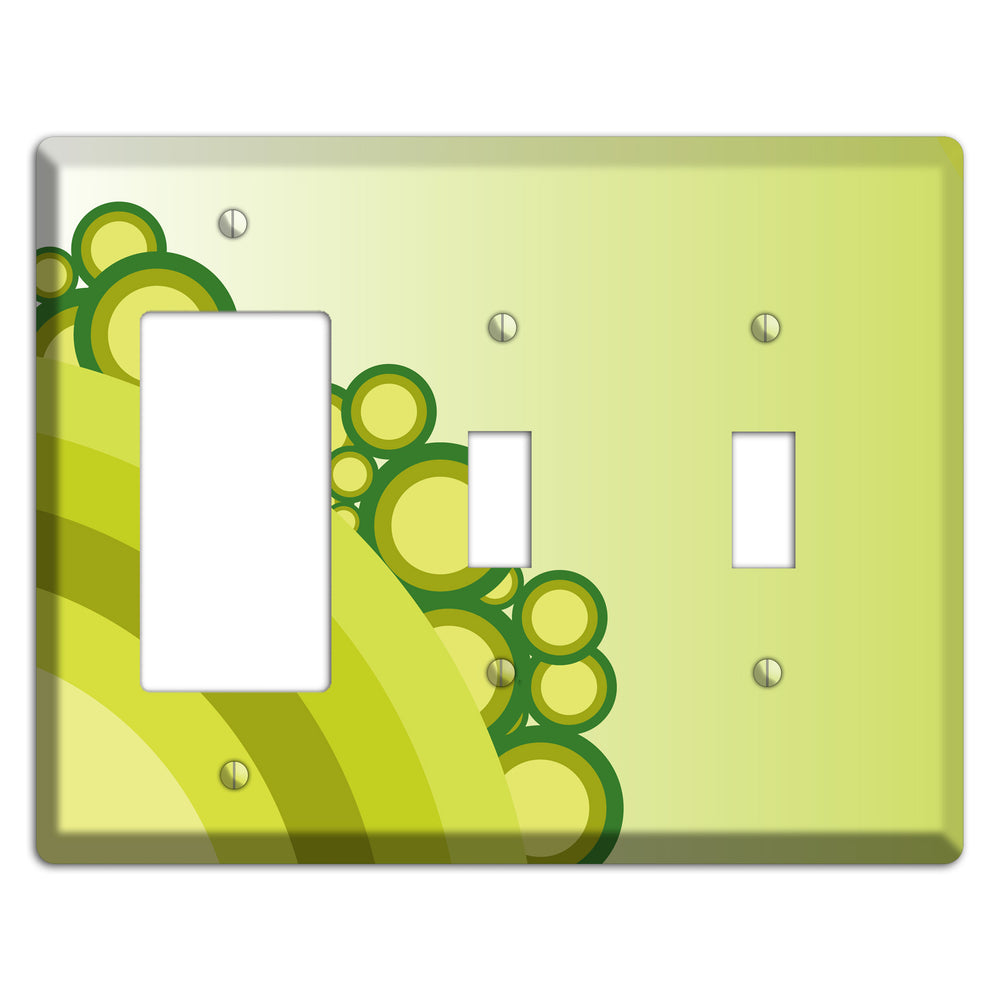 Green Rainbow Dots Rocker / 2 Toggle Wallplate