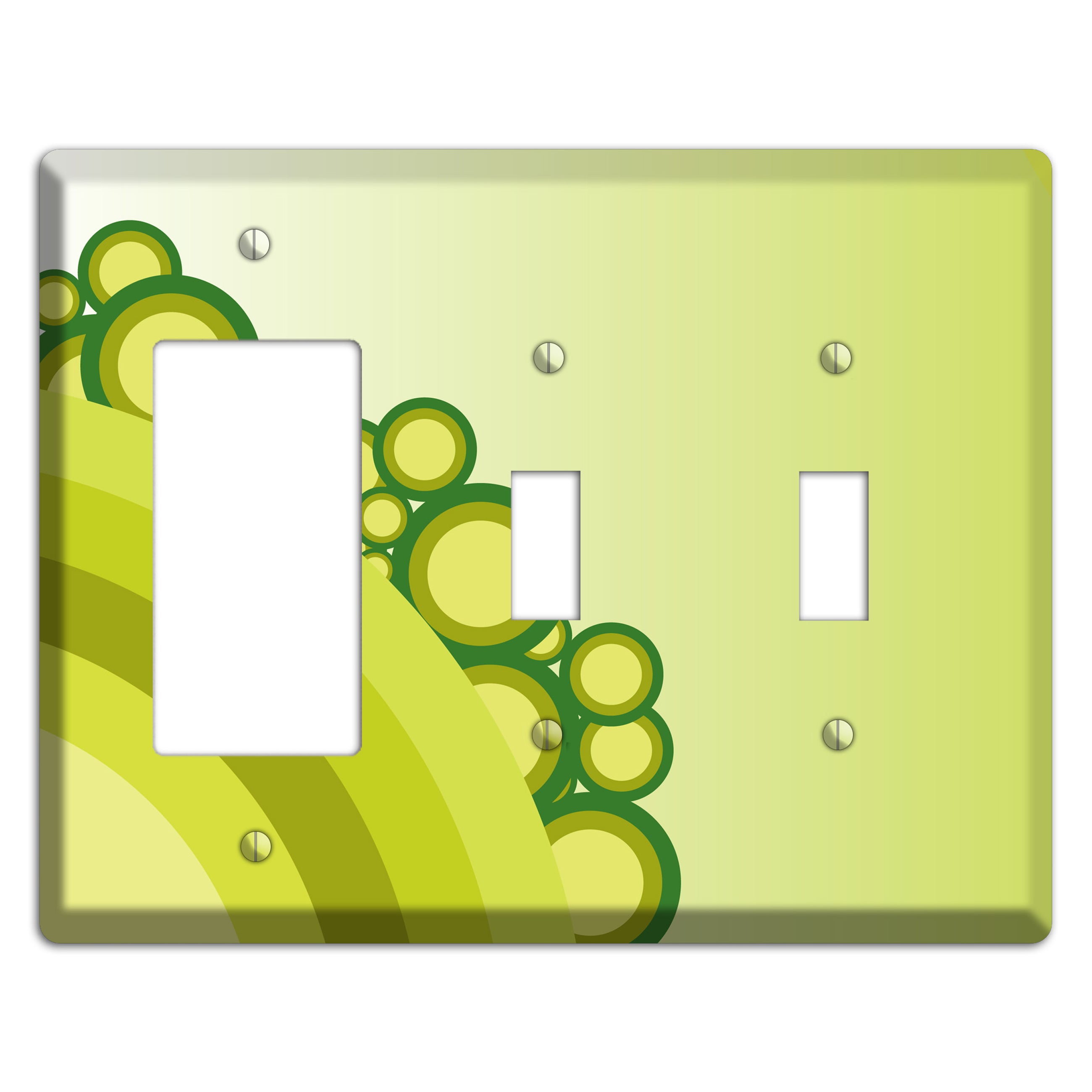 Green Rainbow Dots Rocker / 2 Toggle Wallplate