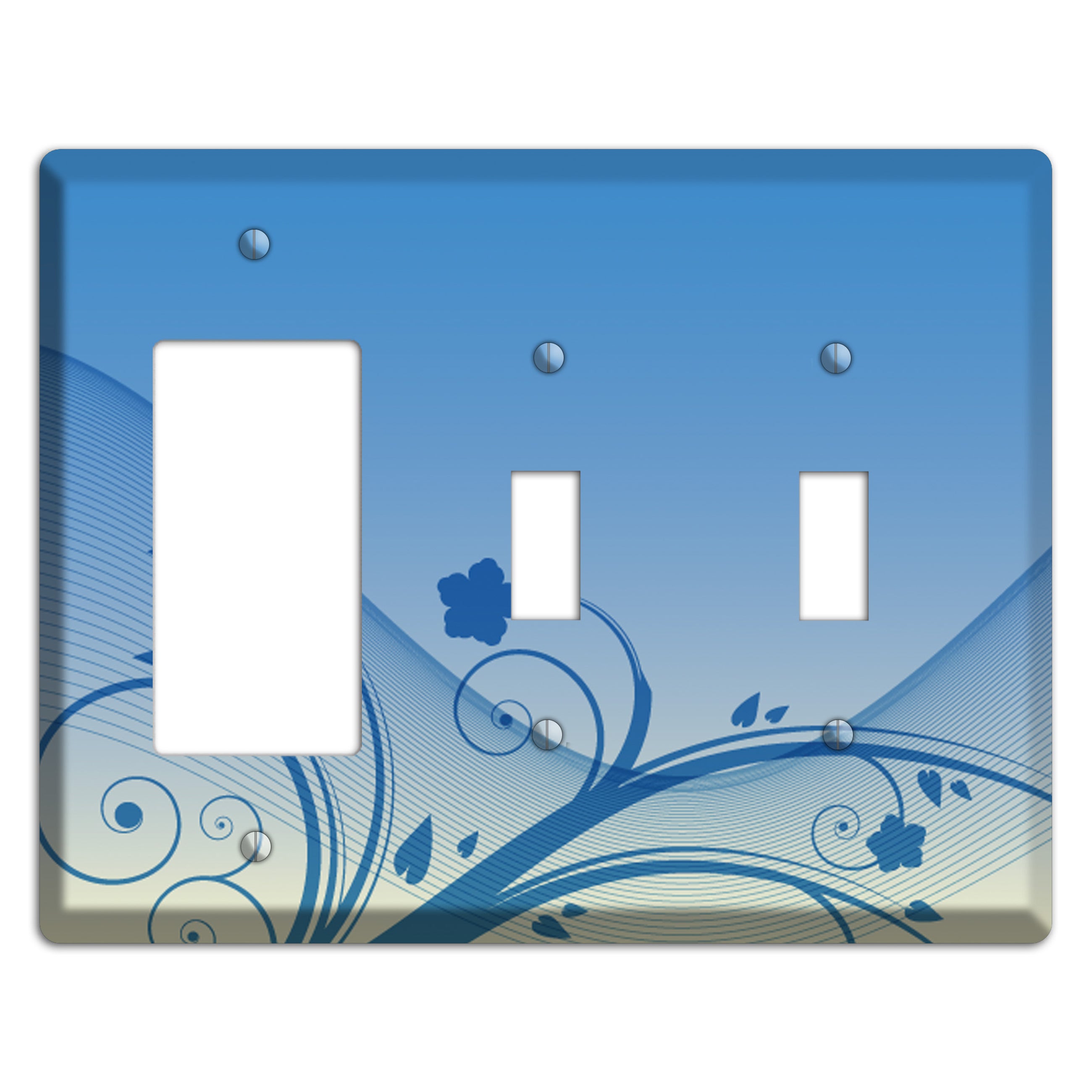Blue Swirls Rocker / 2 Toggle Wallplate