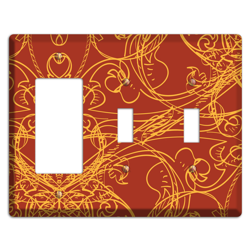 Red Deco Sketch Rocker / 2 Toggle Wallplate