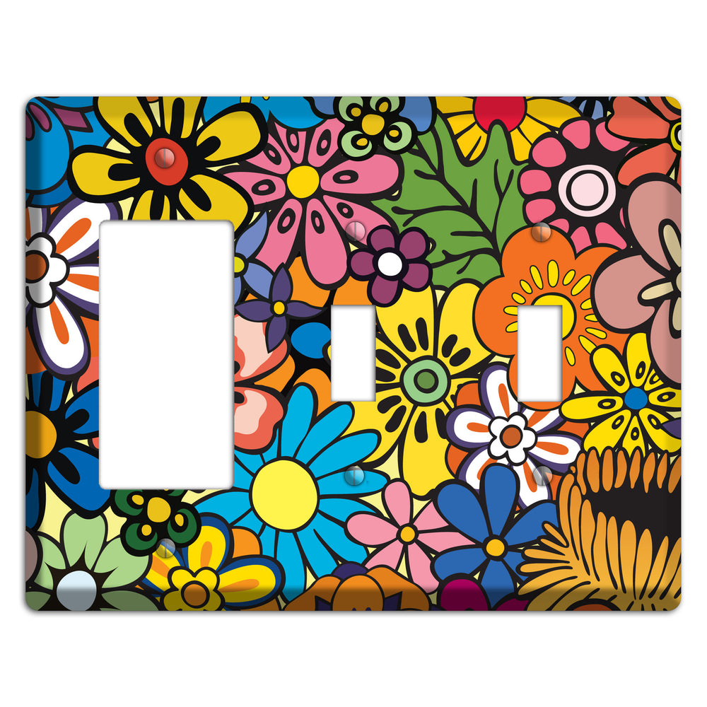 Flower Power Rocker / 2 Toggle Wallplate