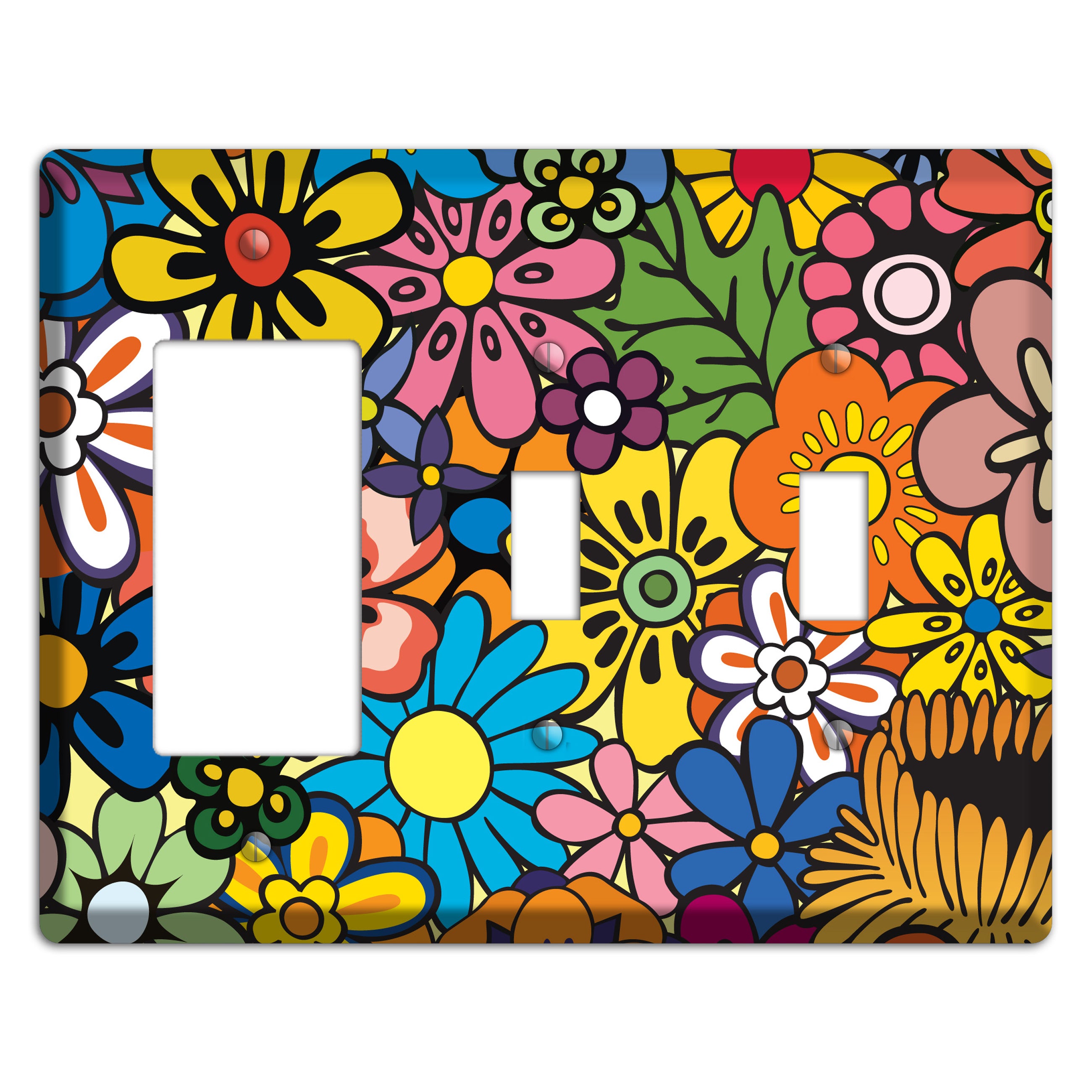 Flower Power Rocker / 2 Toggle Wallplate